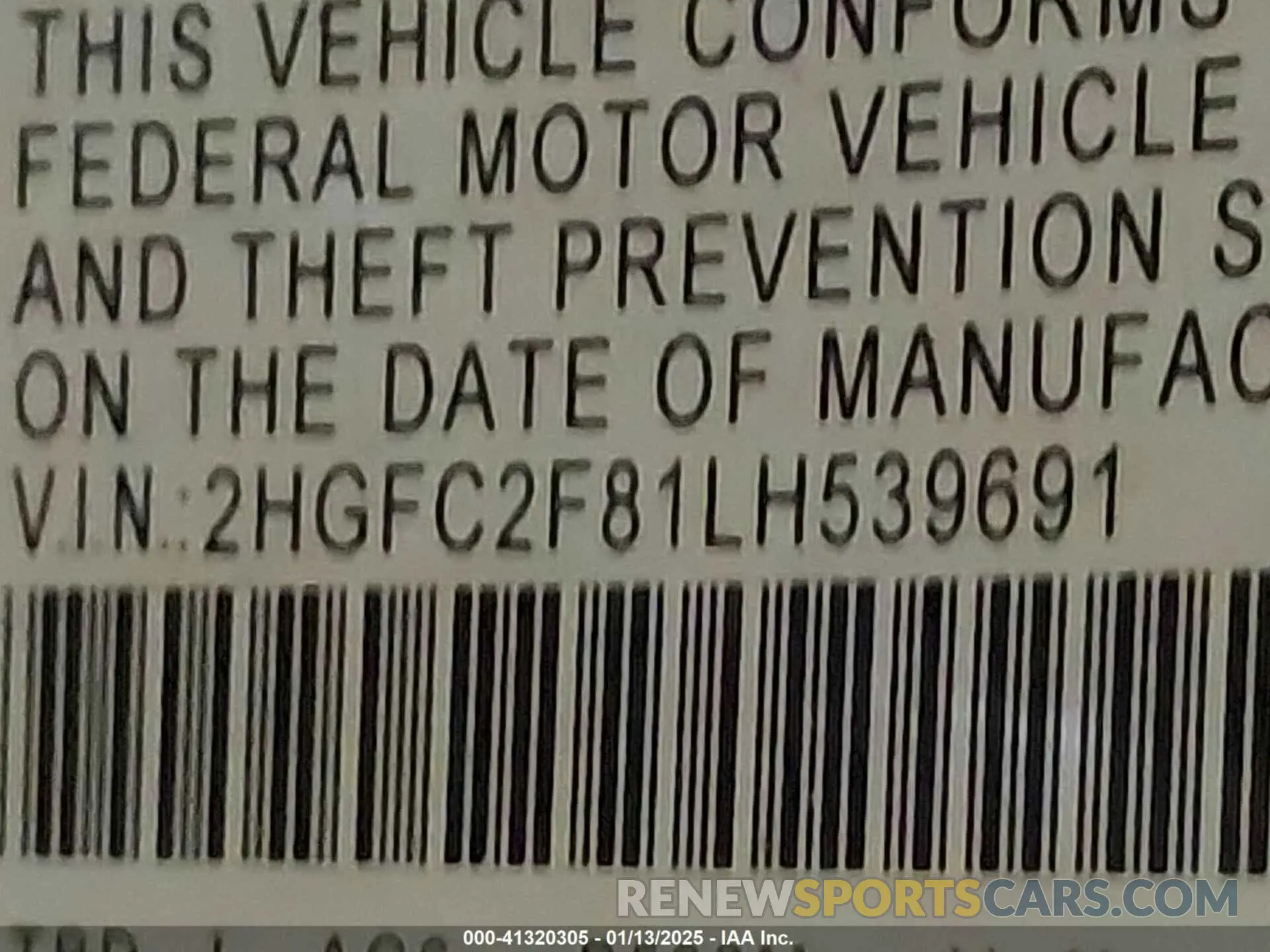 9 Photograph of a damaged car 2HGFC2F81LH539691 HONDA CIVIC 2020