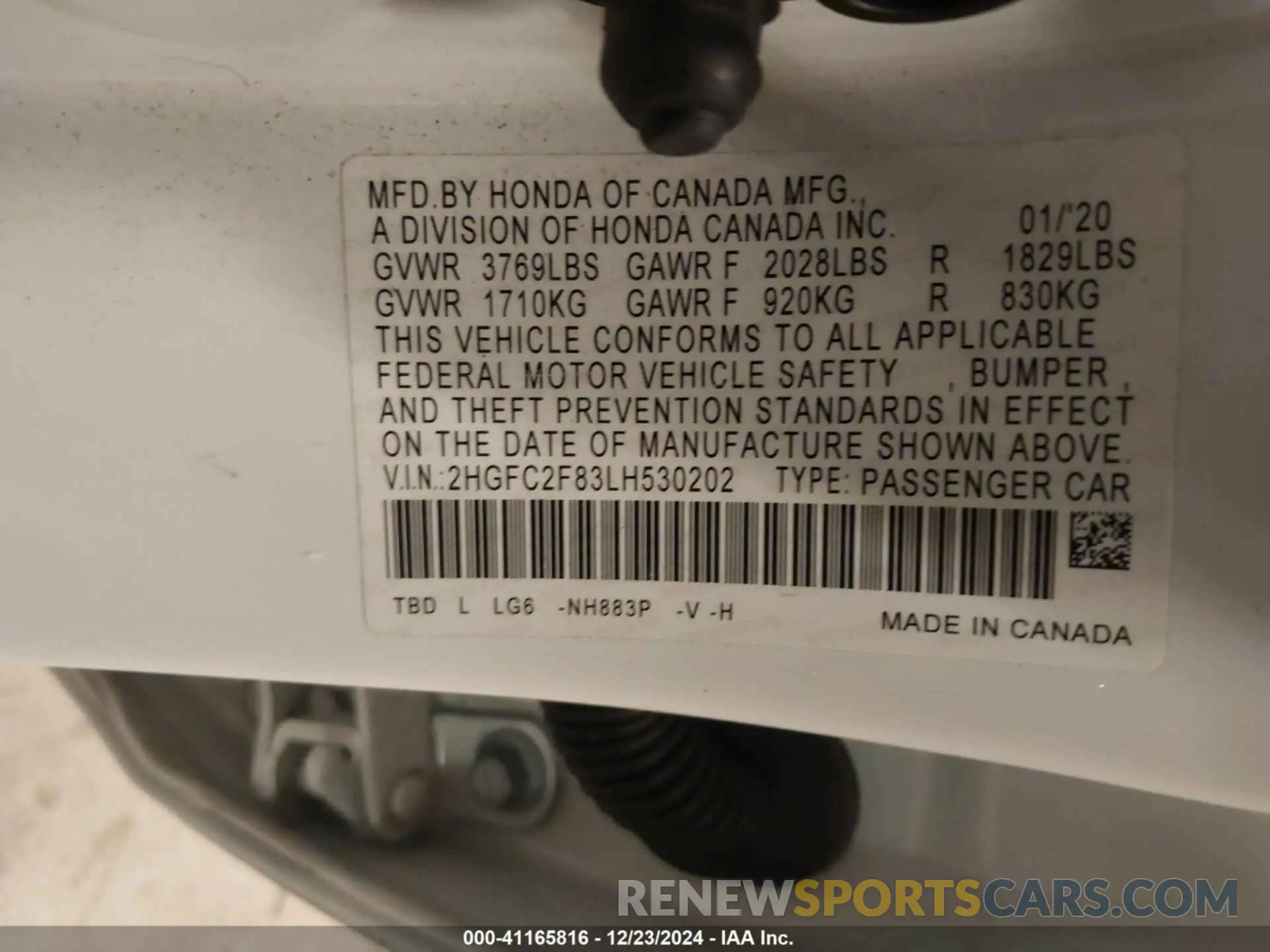 9 Photograph of a damaged car 2HGFC2F83LH530202 HONDA CIVIC 2020