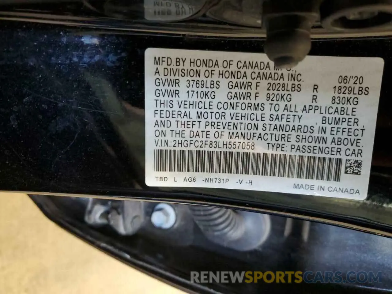 15 Photograph of a damaged car 2HGFC2F83LH557058 HONDA CIVIC 2020