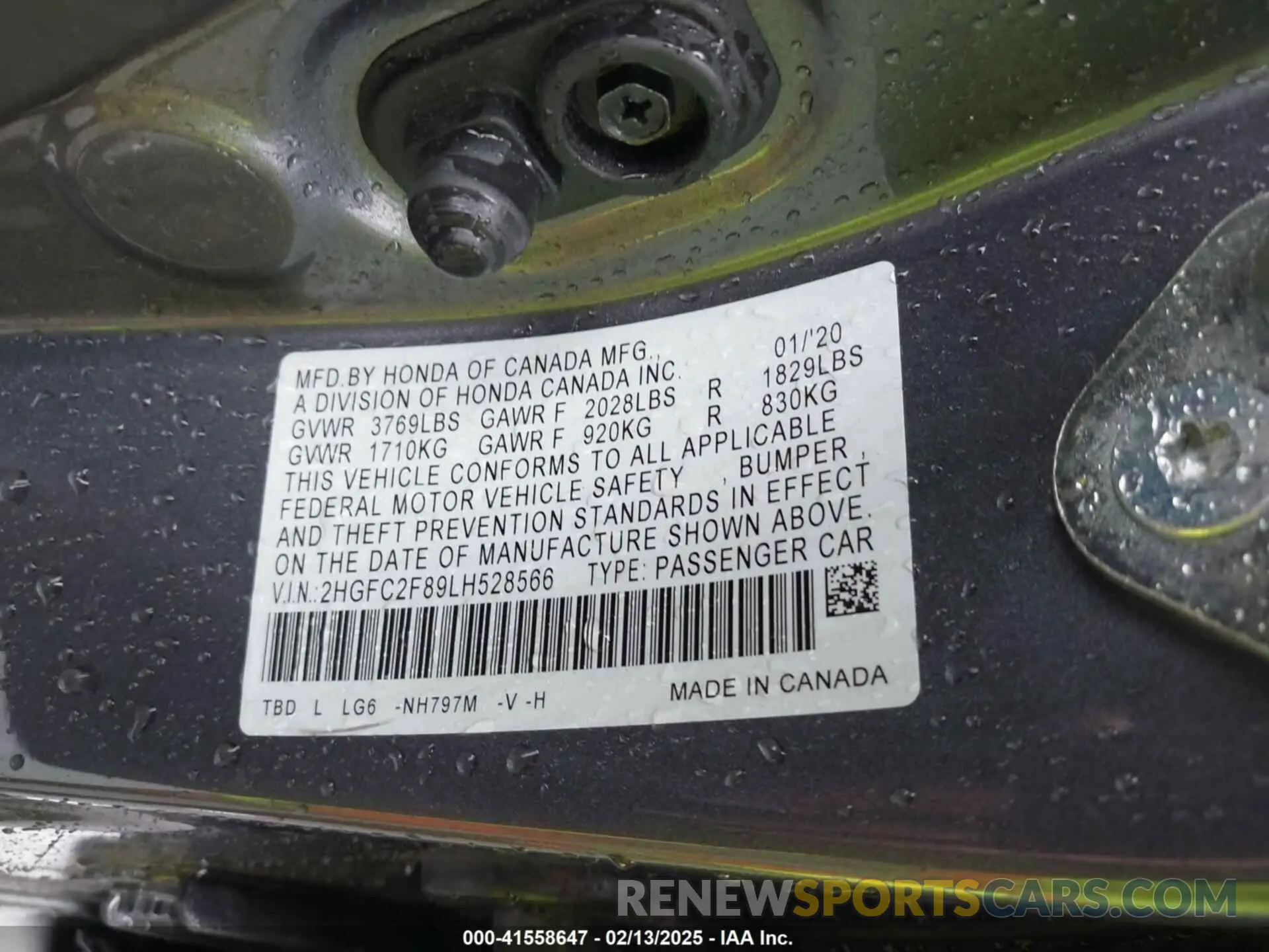 9 Photograph of a damaged car 2HGFC2F89LH528566 HONDA CIVIC 2020