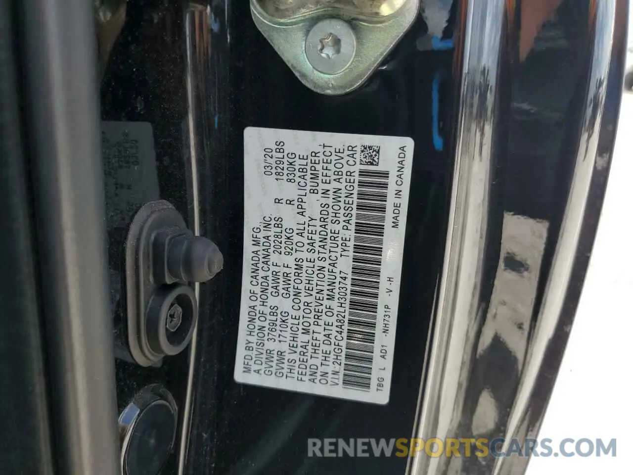 12 Photograph of a damaged car 2HGFC4A82LH303747 HONDA CIVIC 2020