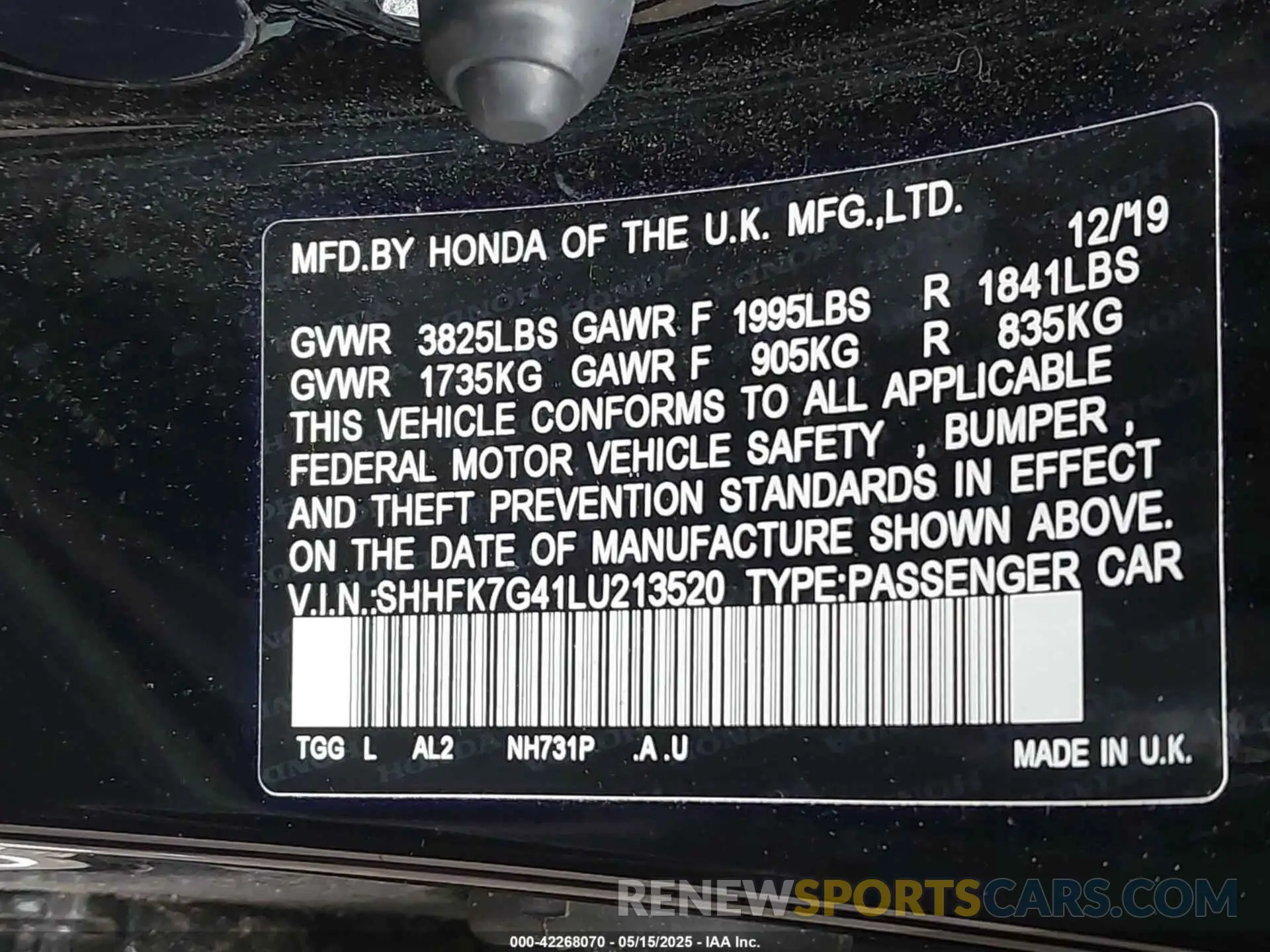 9 Photograph of a damaged car SHHFK7G41LU213520 HONDA CIVIC 2020