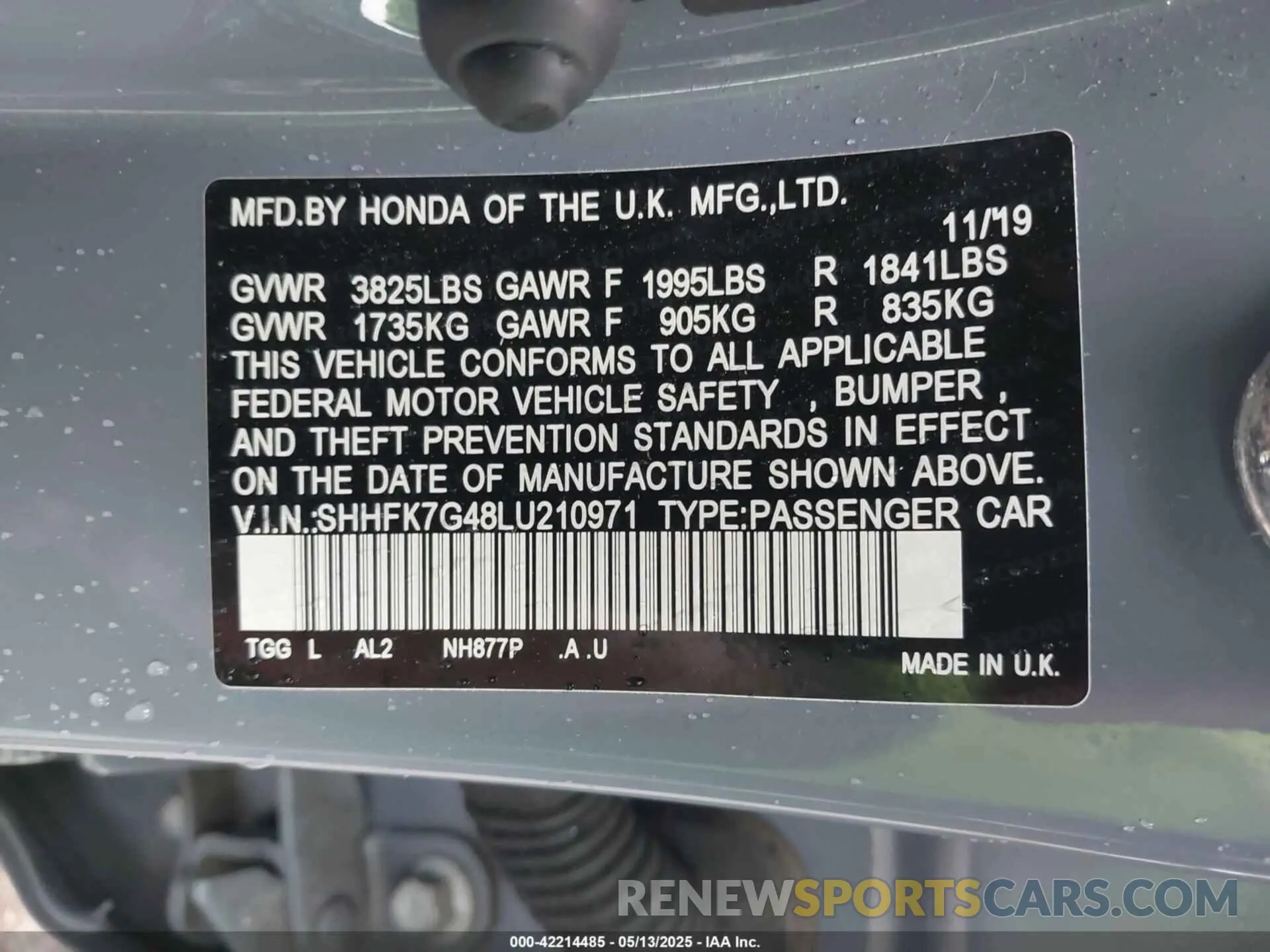 9 Photograph of a damaged car SHHFK7G48LU210971 HONDA CIVIC 2020