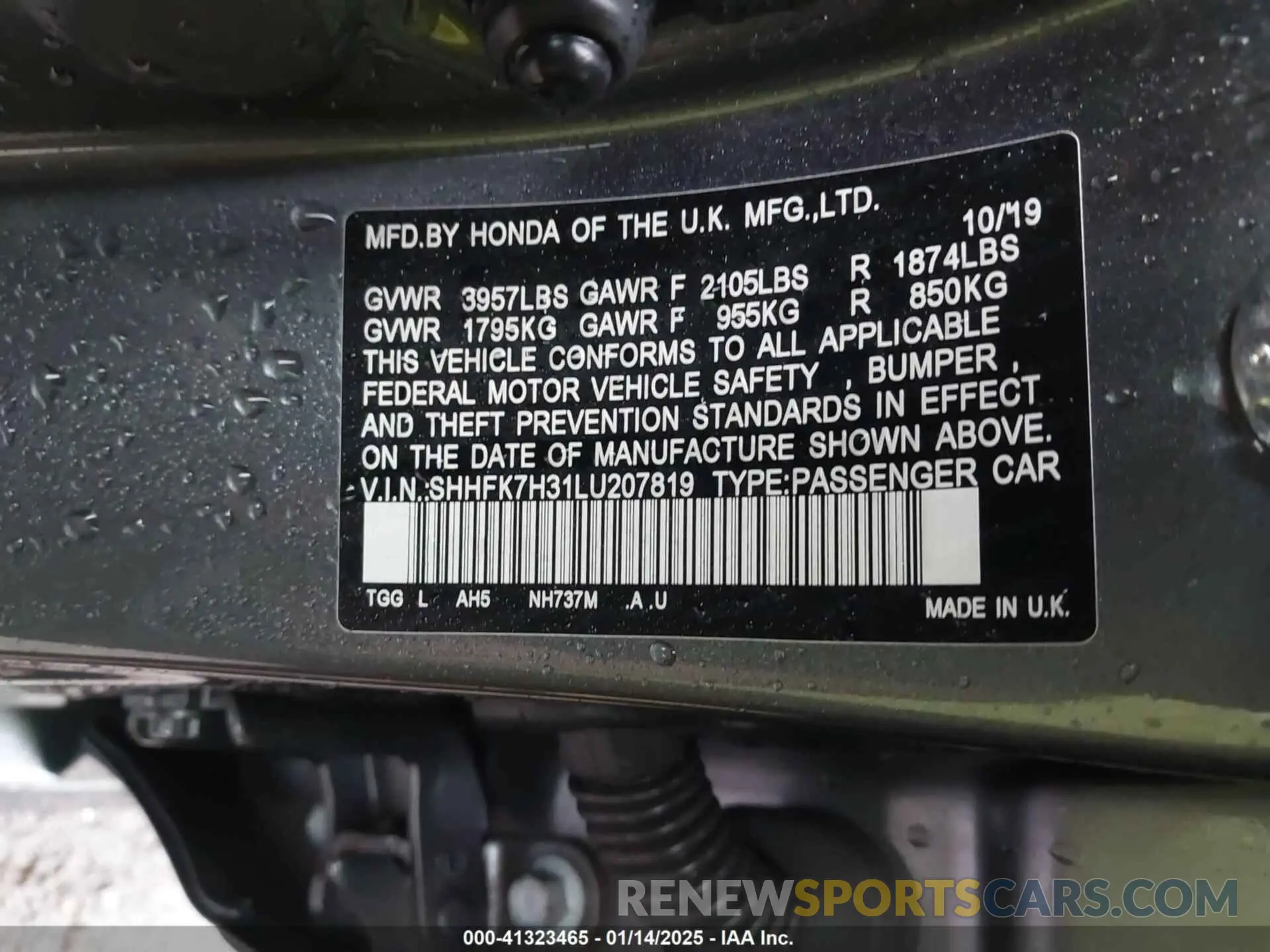 9 Photograph of a damaged car SHHFK7H31LU207819 HONDA CIVIC 2020