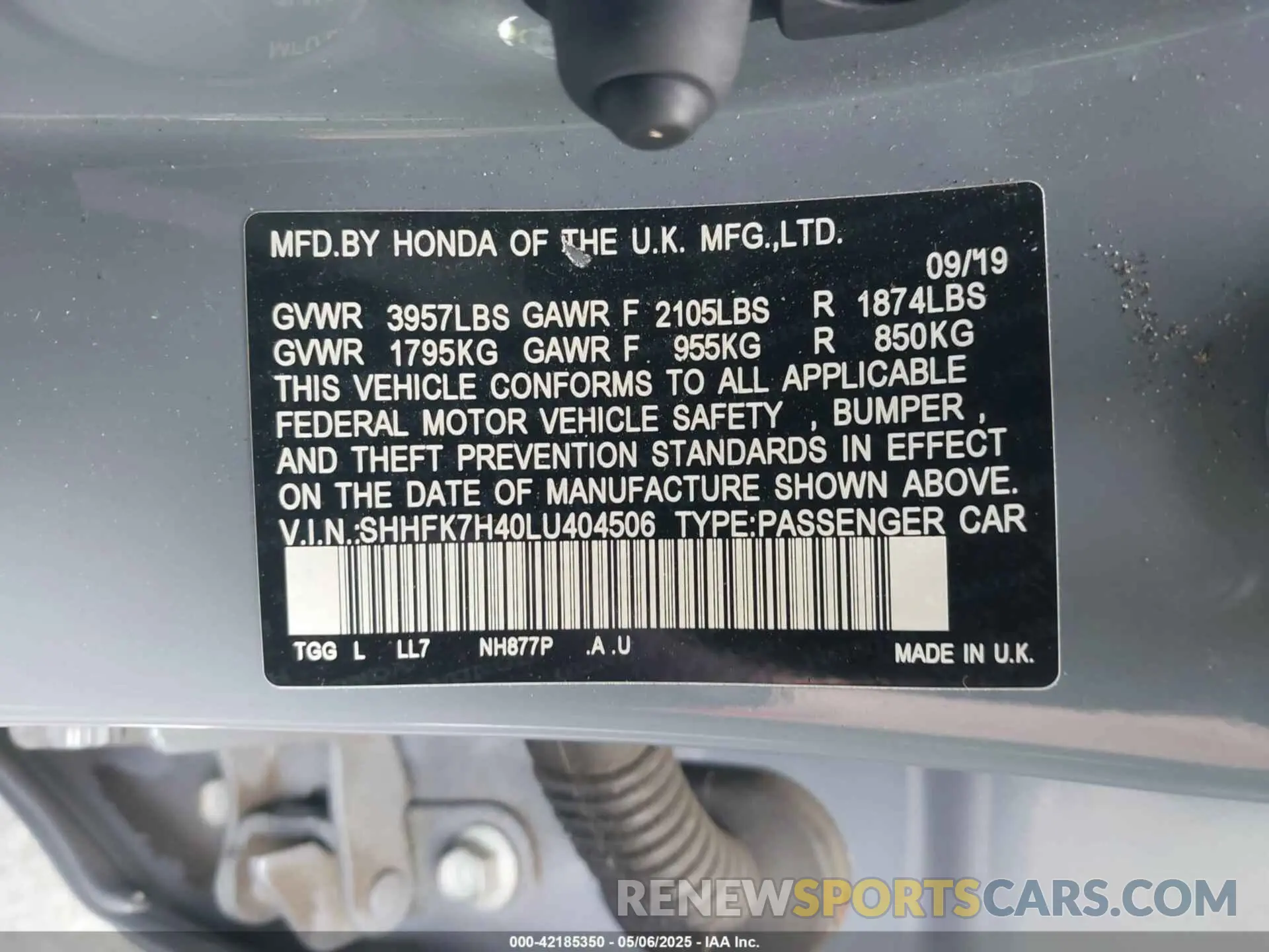 9 Photograph of a damaged car SHHFK7H40LU404506 HONDA CIVIC 2020