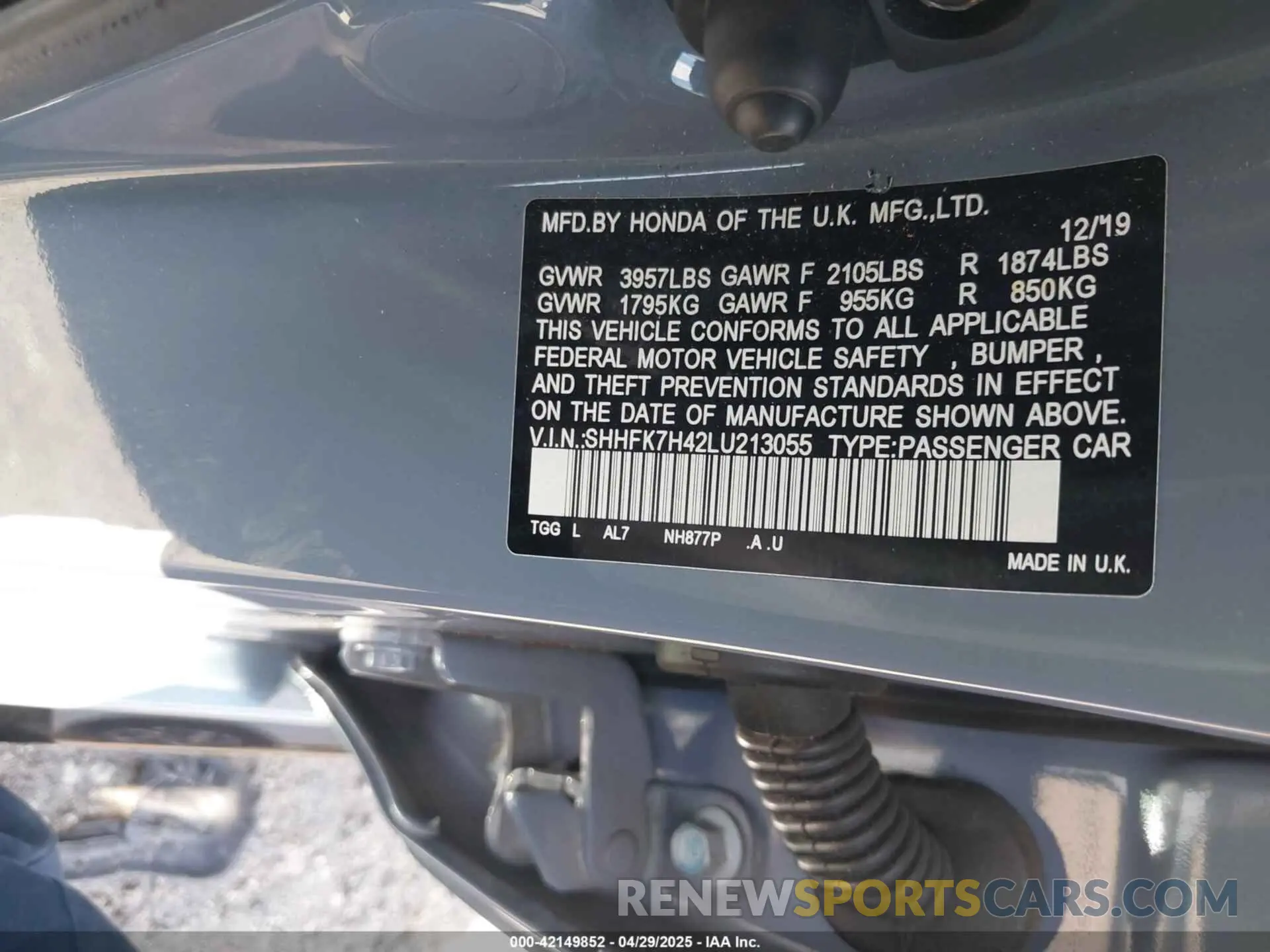 9 Photograph of a damaged car SHHFK7H42LU213055 HONDA CIVIC 2020