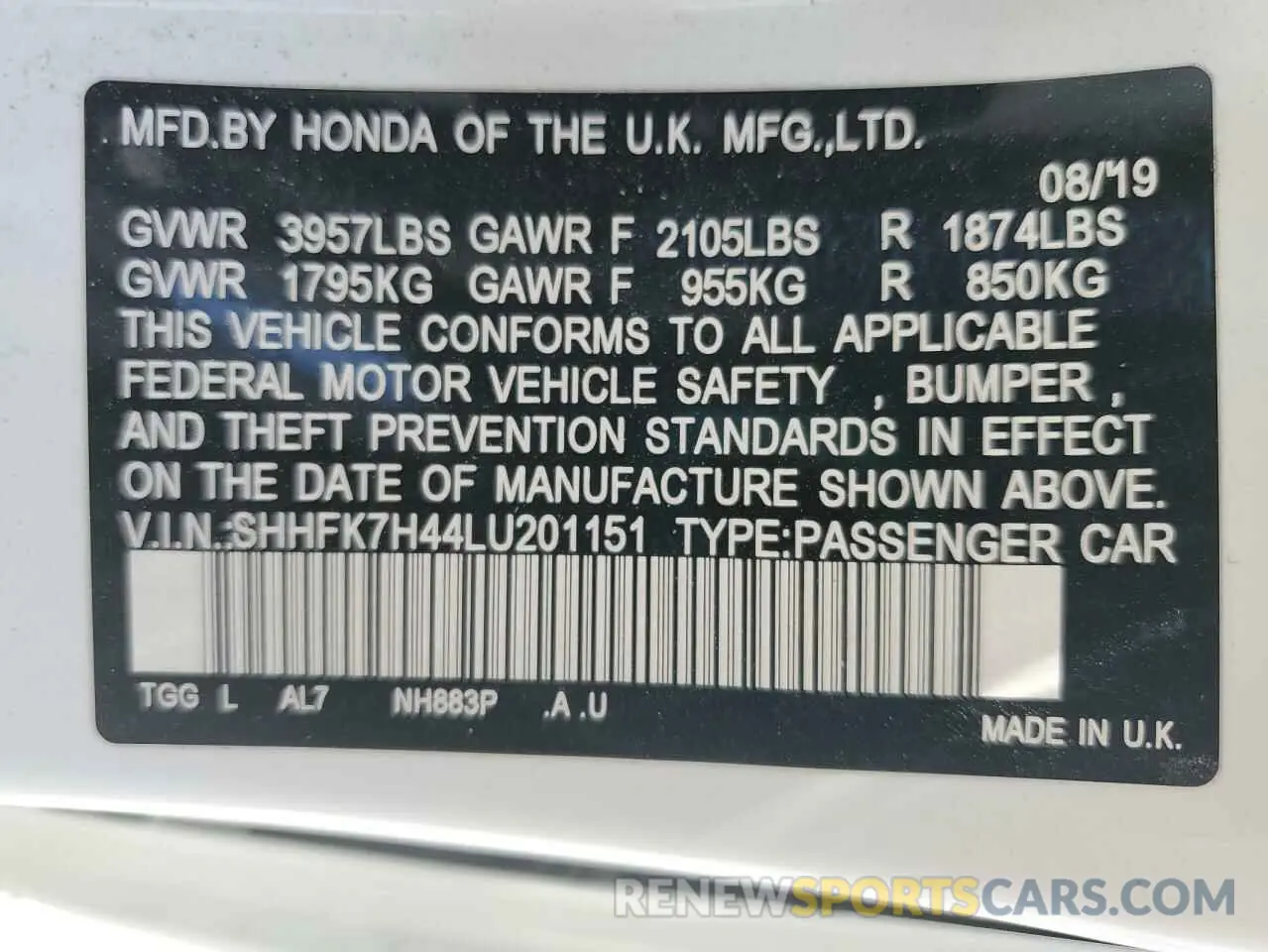 14 Photograph of a damaged car SHHFK7H44LU201151 HONDA CIVIC 2020