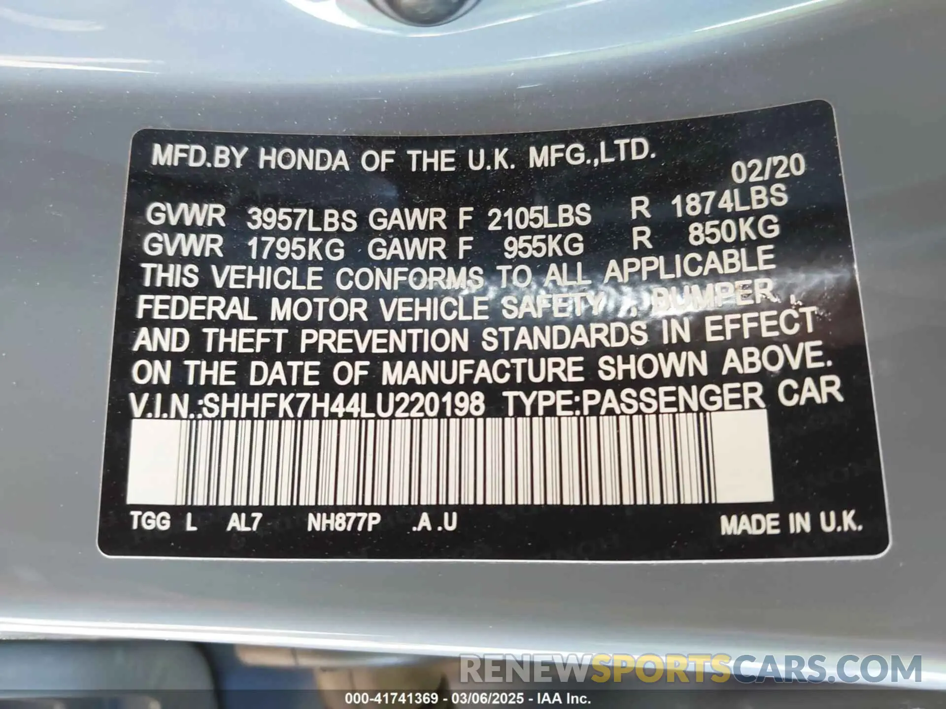 9 Photograph of a damaged car SHHFK7H44LU220198 HONDA CIVIC 2020