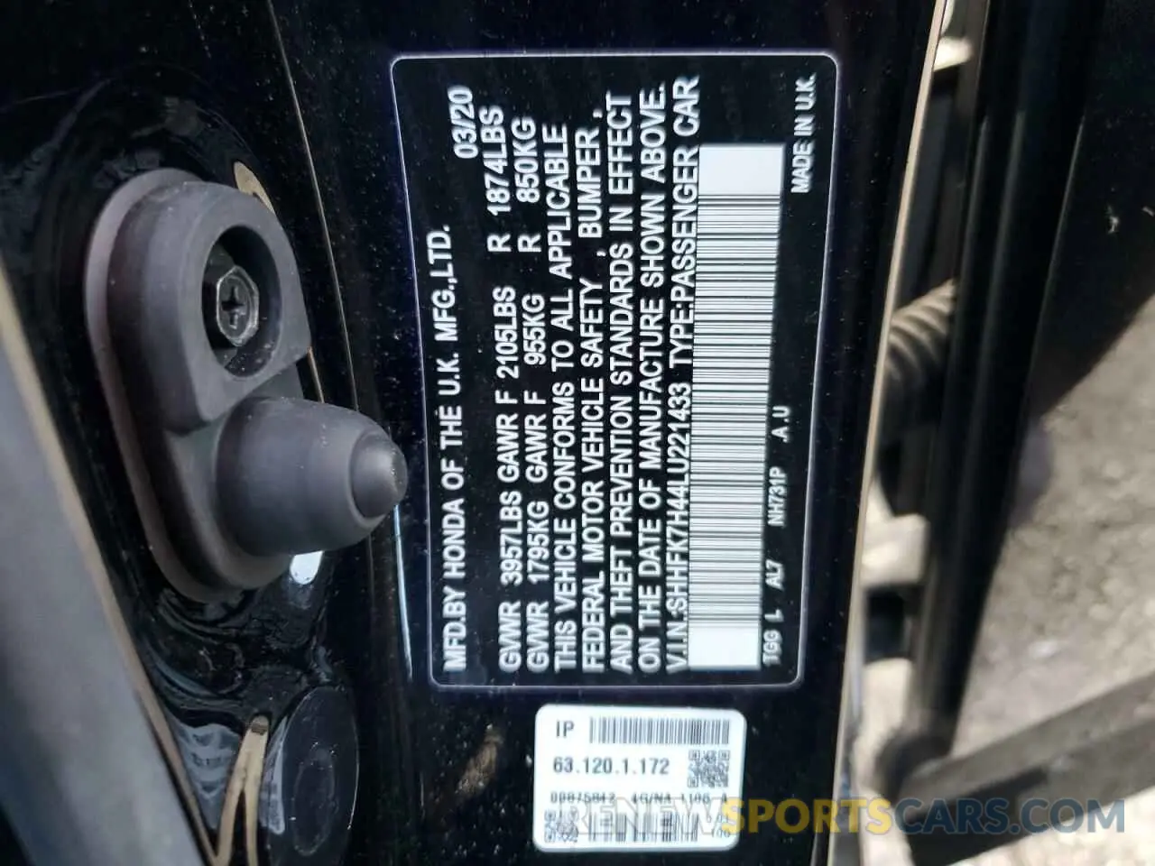 14 Photograph of a damaged car SHHFK7H44LU221433 HONDA CIVIC 2020