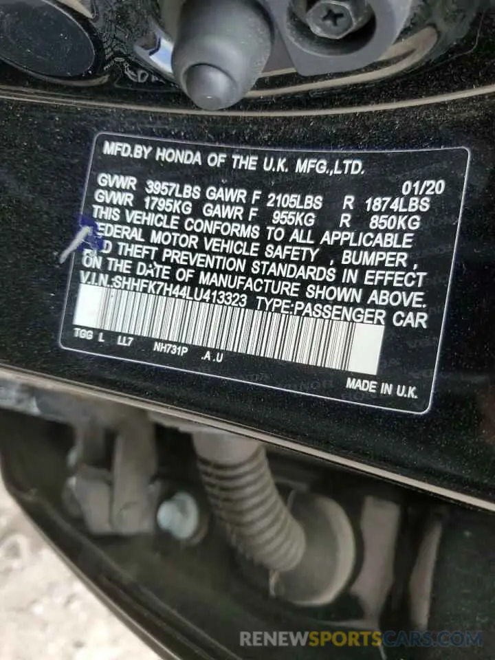 12 Photograph of a damaged car SHHFK7H44LU413323 HONDA CIVIC 2020