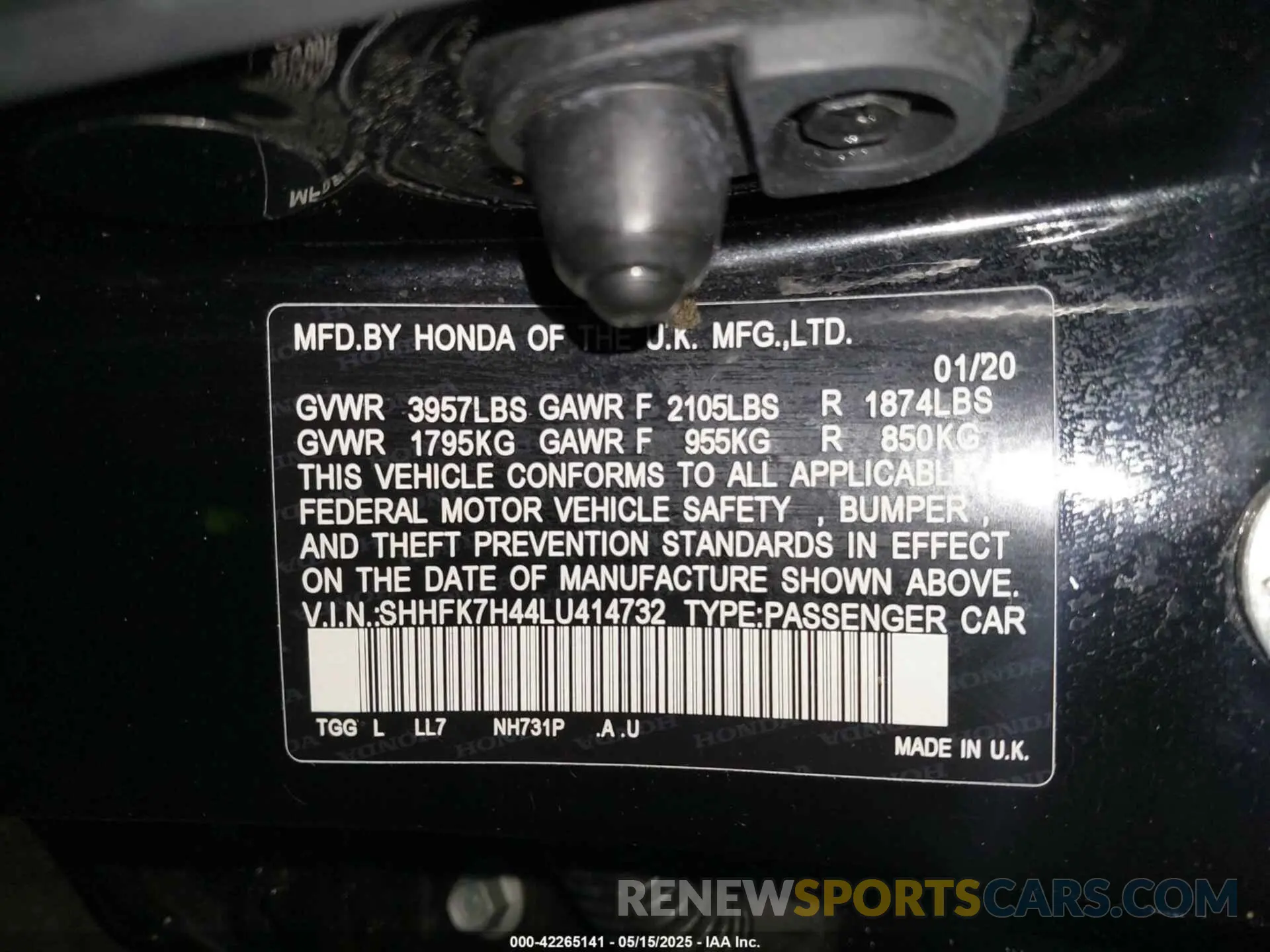 9 Photograph of a damaged car SHHFK7H44LU414732 HONDA CIVIC 2020