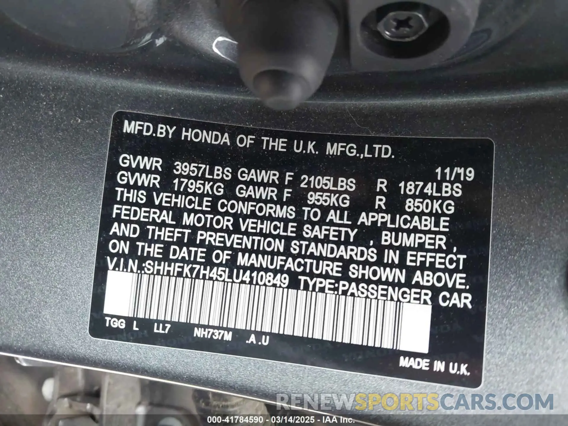 9 Photograph of a damaged car SHHFK7H45LU410849 HONDA CIVIC 2020