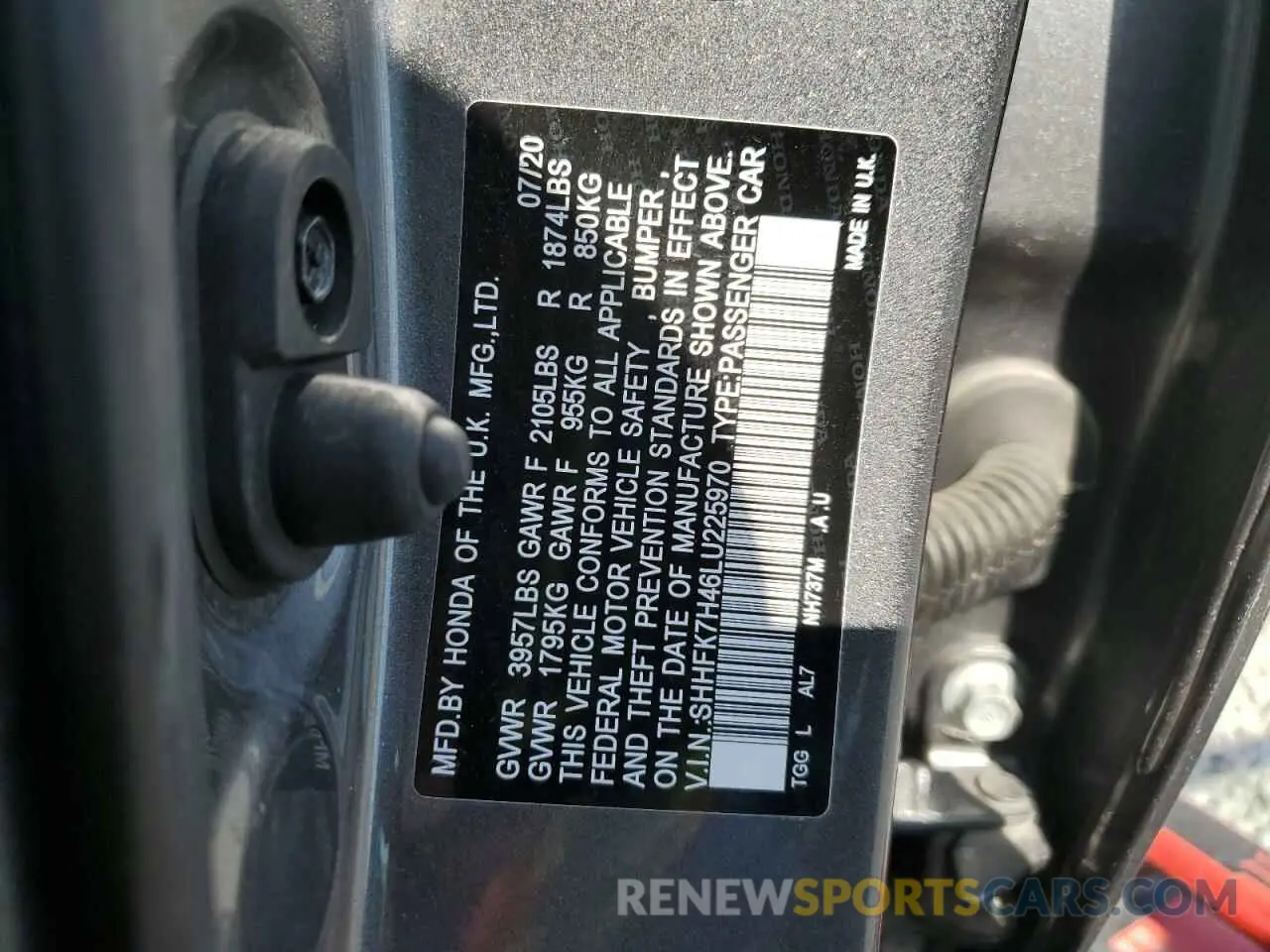 12 Photograph of a damaged car SHHFK7H46LU225970 HONDA CIVIC 2020