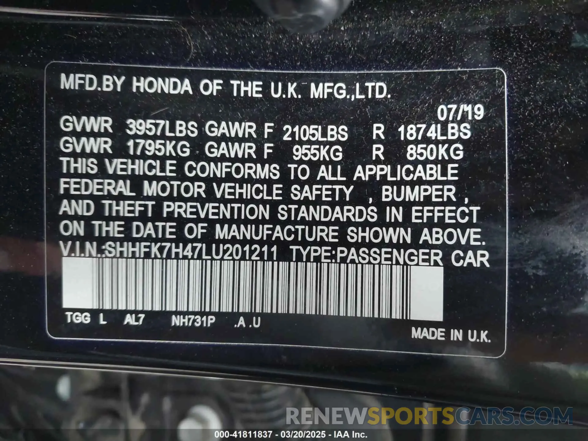 9 Photograph of a damaged car SHHFK7H47LU201211 HONDA CIVIC 2020