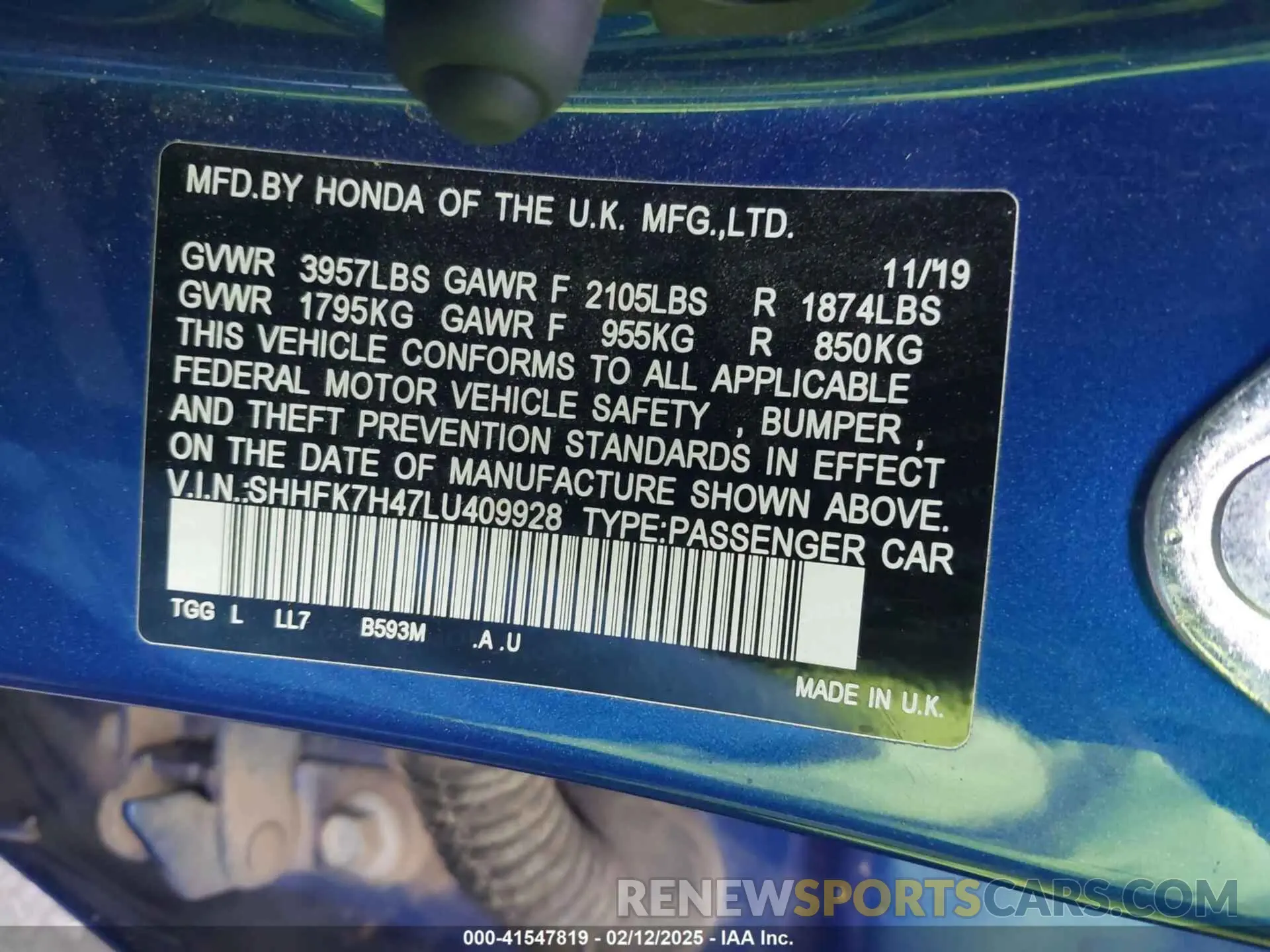 9 Photograph of a damaged car SHHFK7H47LU409928 HONDA CIVIC 2020