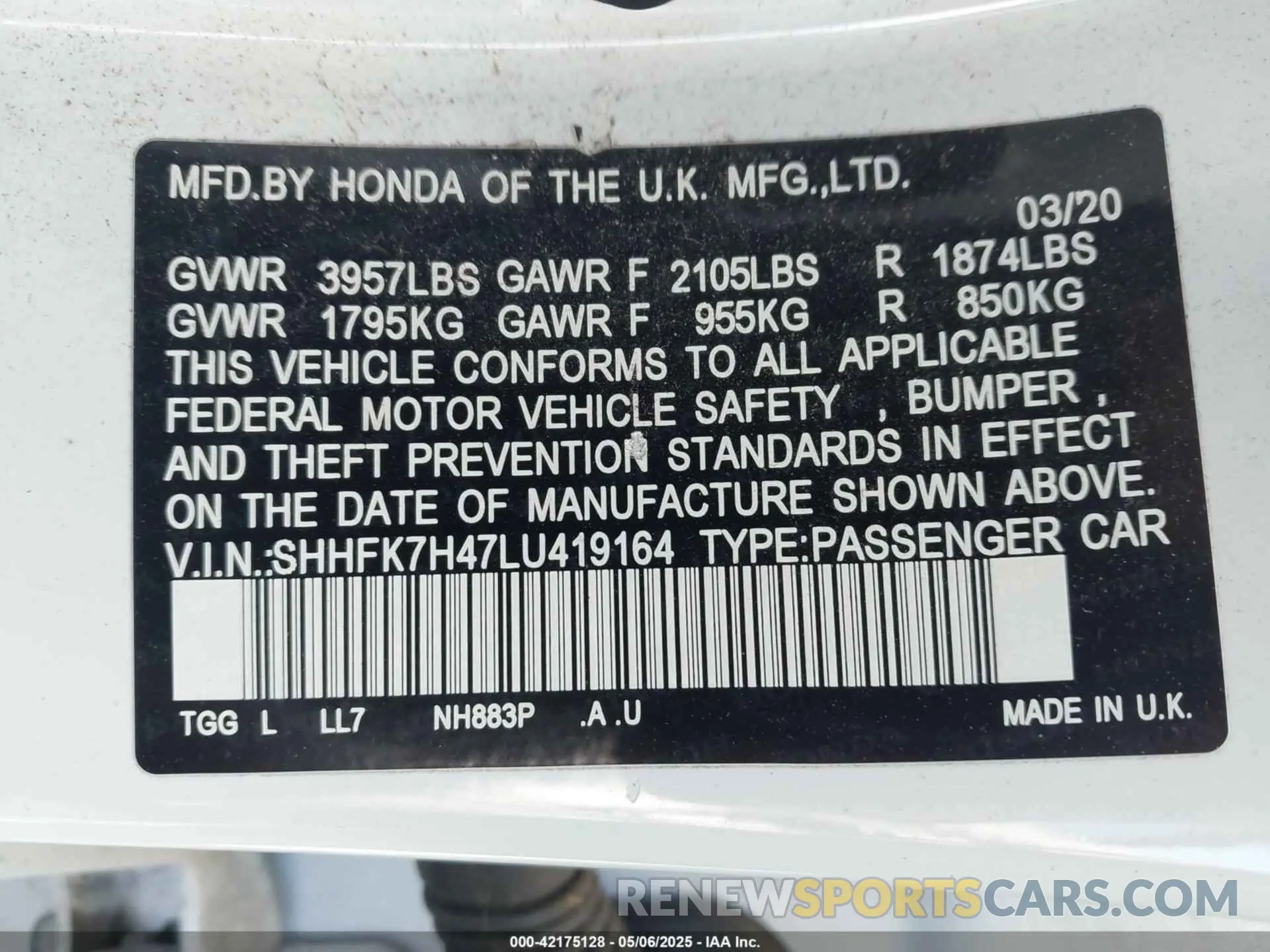 9 Photograph of a damaged car SHHFK7H47LU419164 HONDA CIVIC 2020