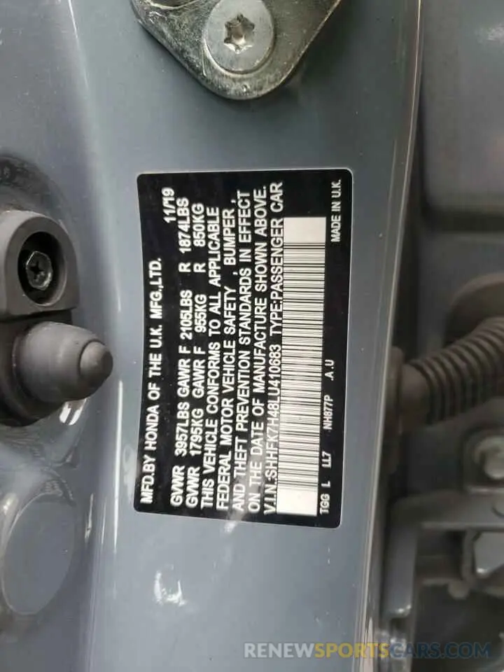 16 Photograph of a damaged car SHHFK7H48LU410683 HONDA CIVIC 2020