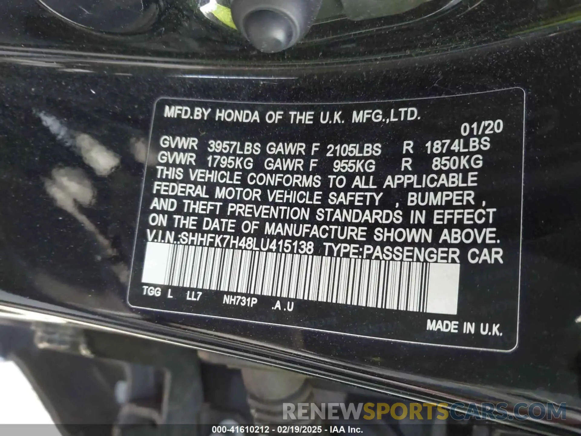 9 Photograph of a damaged car SHHFK7H48LU415138 HONDA CIVIC 2020