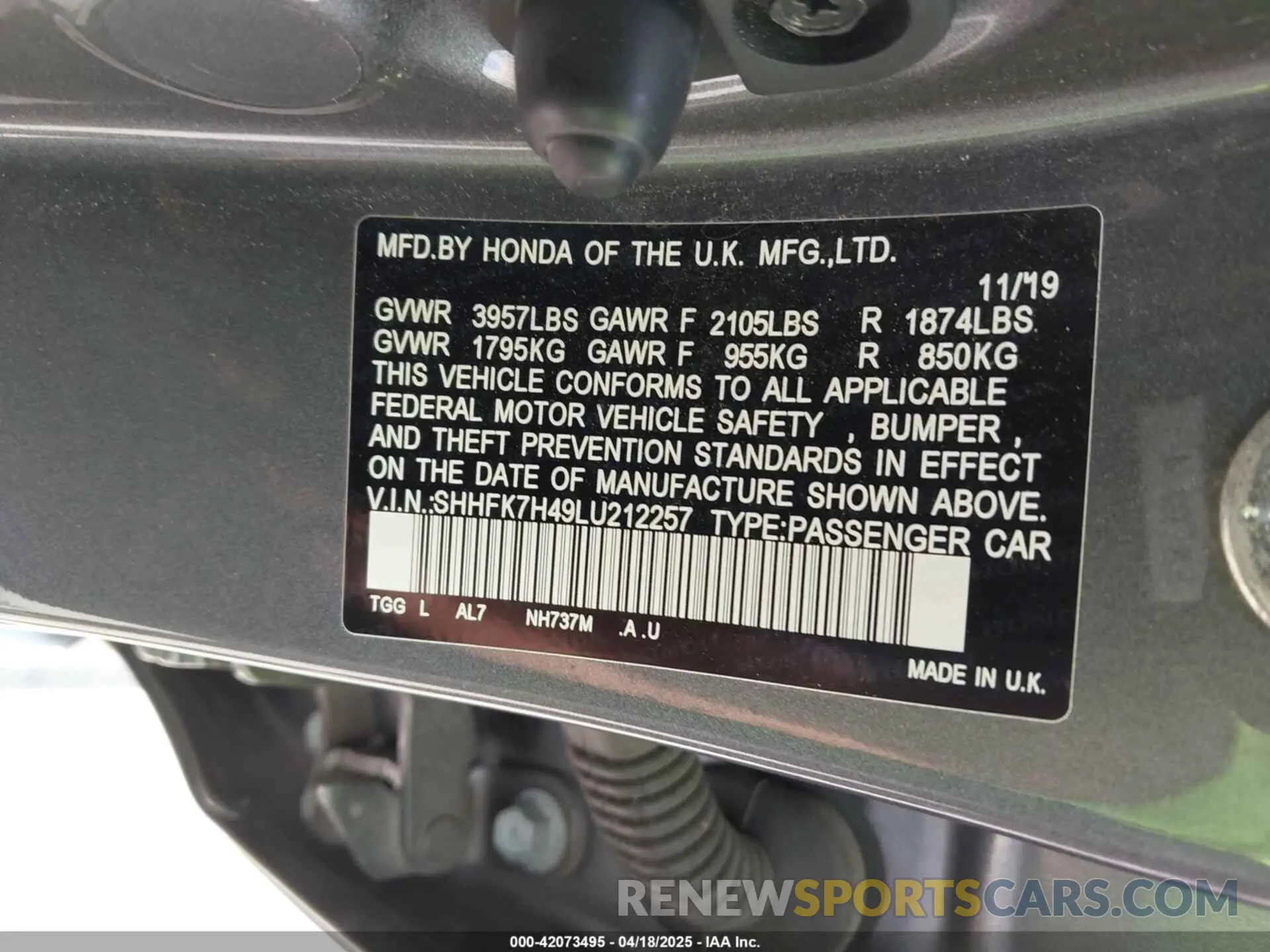 9 Photograph of a damaged car SHHFK7H49LU212257 HONDA CIVIC 2020