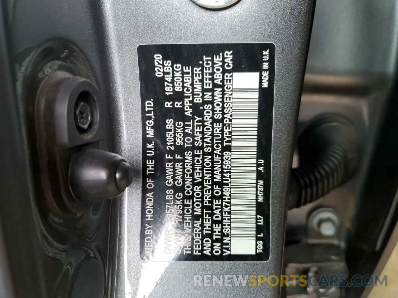 13 Photograph of a damaged car SHHFK7H49LU415939 HONDA CIVIC 2020