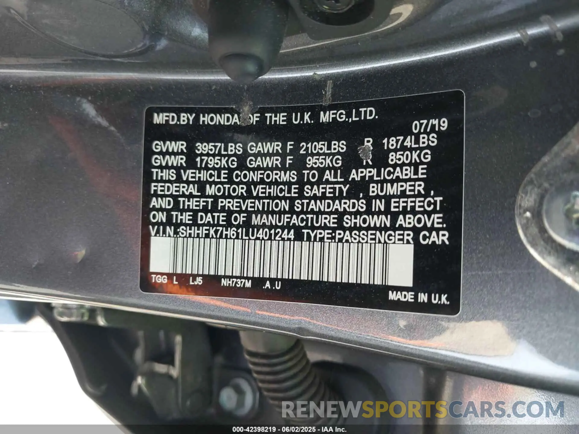 9 Photograph of a damaged car SHHFK7H61LU401244 HONDA CIVIC 2020