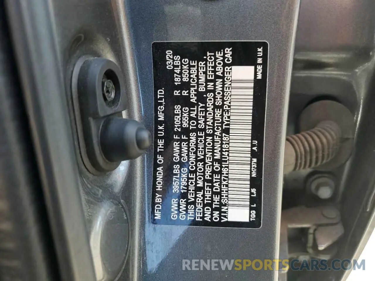 12 Photograph of a damaged car SHHFK7H61LU418187 HONDA CIVIC 2020