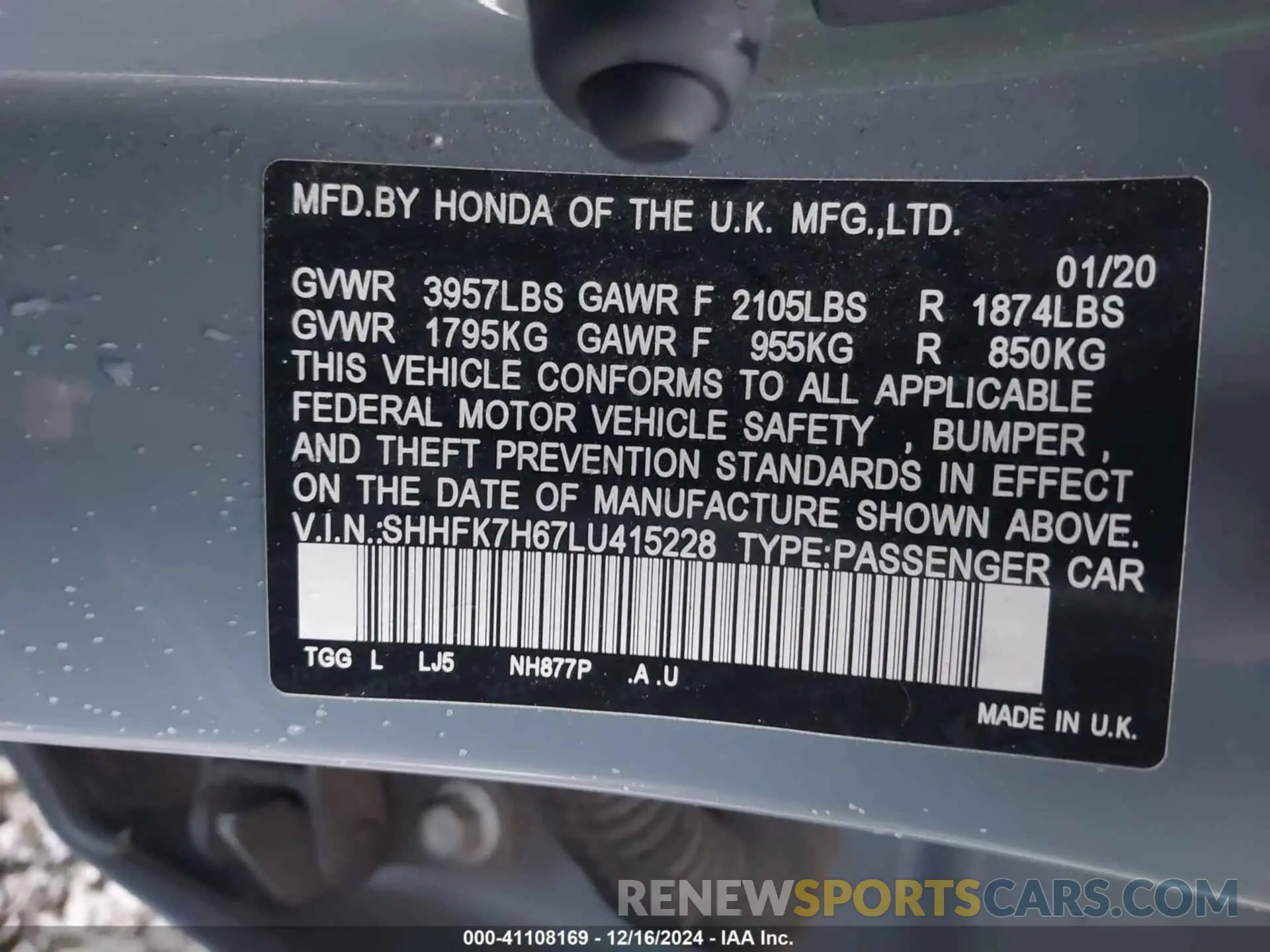 9 Photograph of a damaged car SHHFK7H67LU415228 HONDA CIVIC 2020