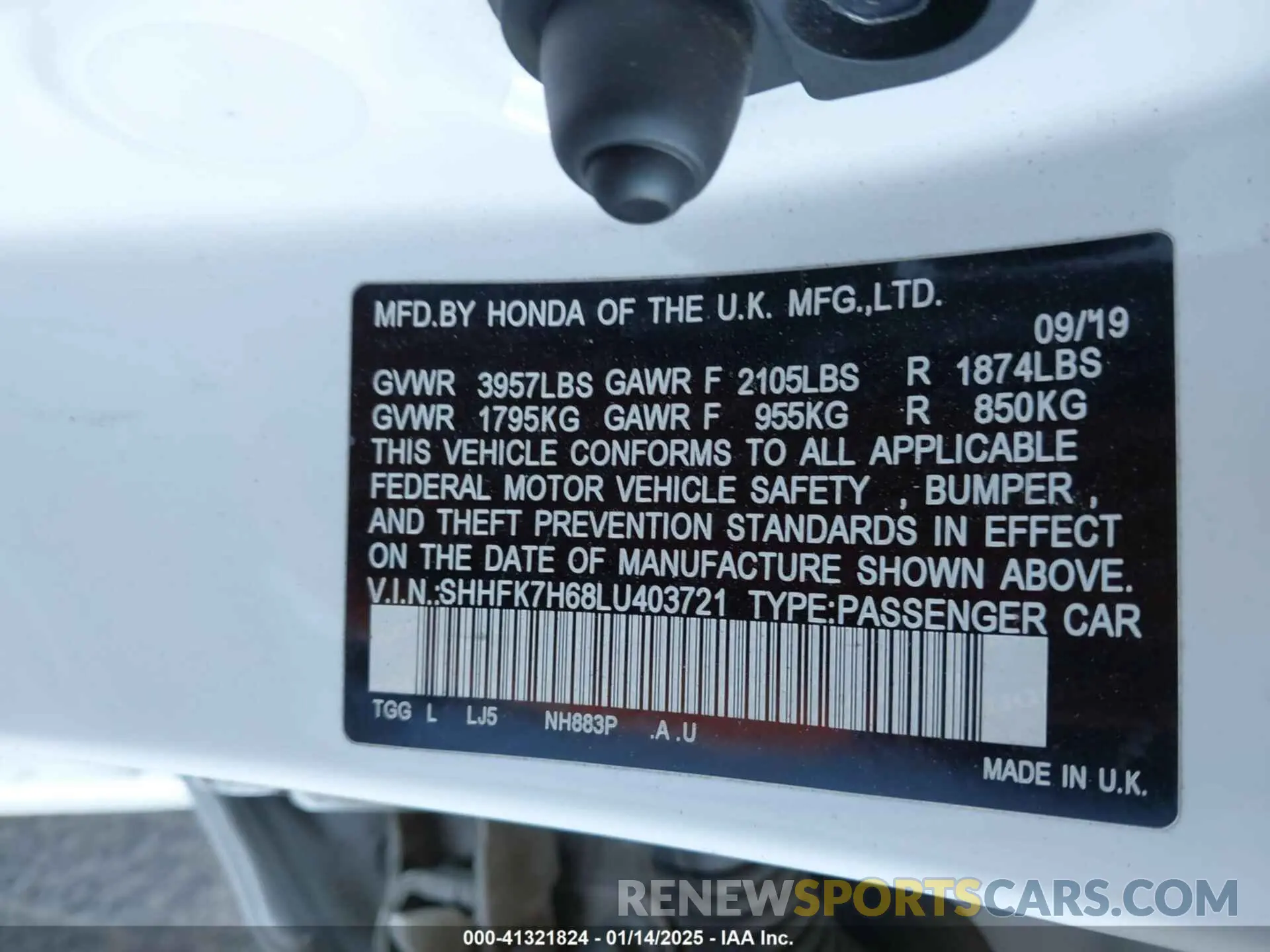 9 Photograph of a damaged car SHHFK7H68LU403721 HONDA CIVIC 2020
