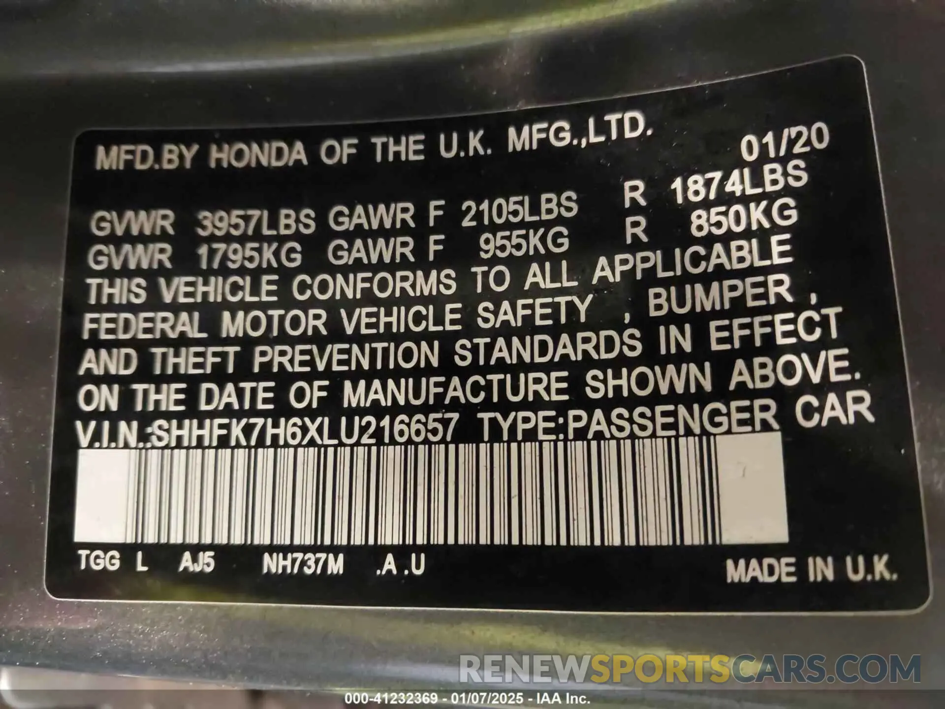 9 Photograph of a damaged car SHHFK7H6XLU216657 HONDA CIVIC 2020
