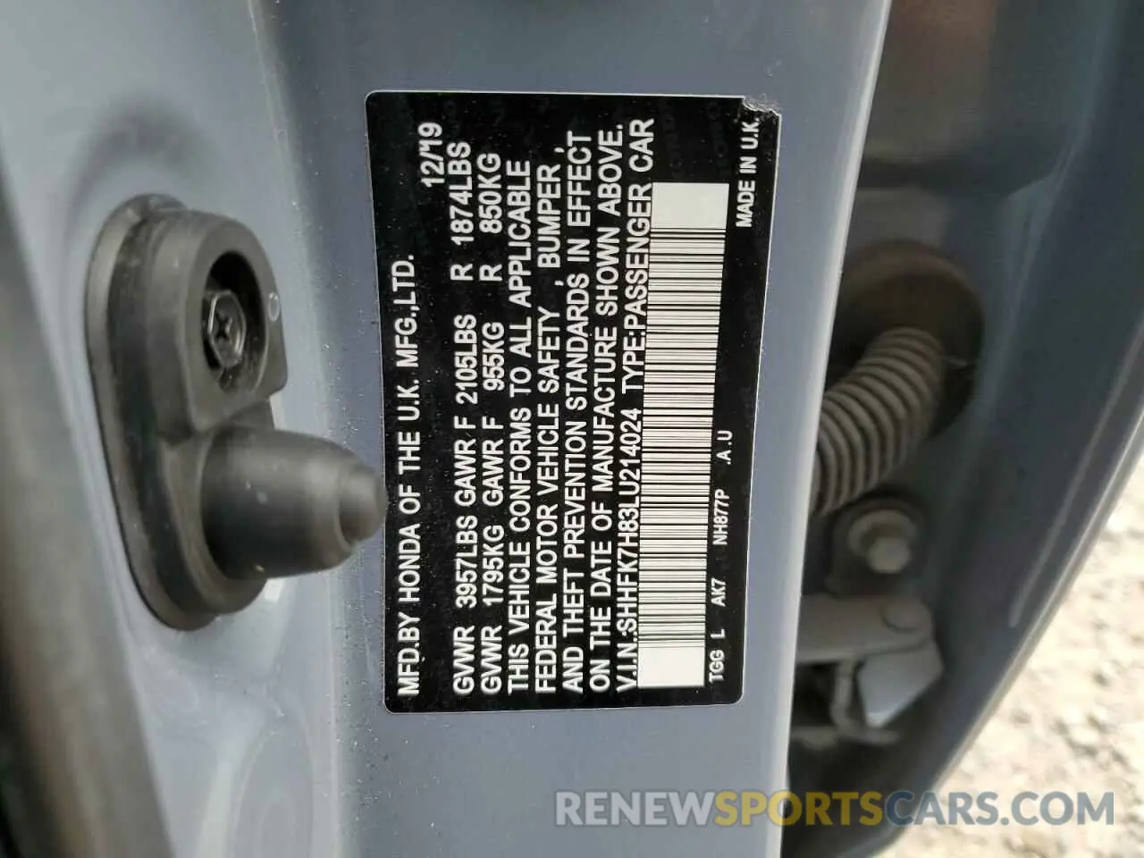 12 Photograph of a damaged car SHHFK7H83LU214024 HONDA CIVIC 2020