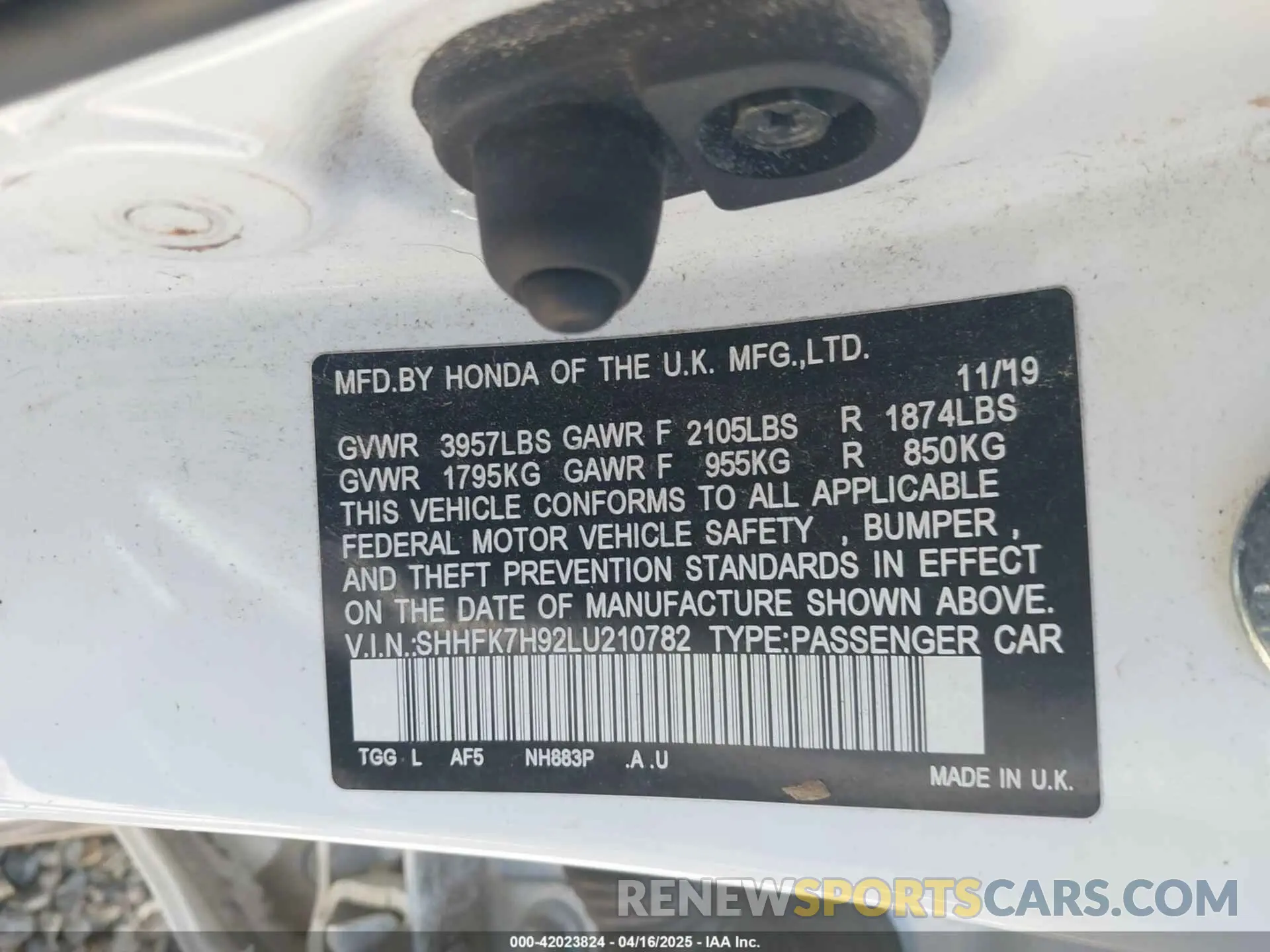 9 Photograph of a damaged car SHHFK7H92LU210782 HONDA CIVIC 2020
