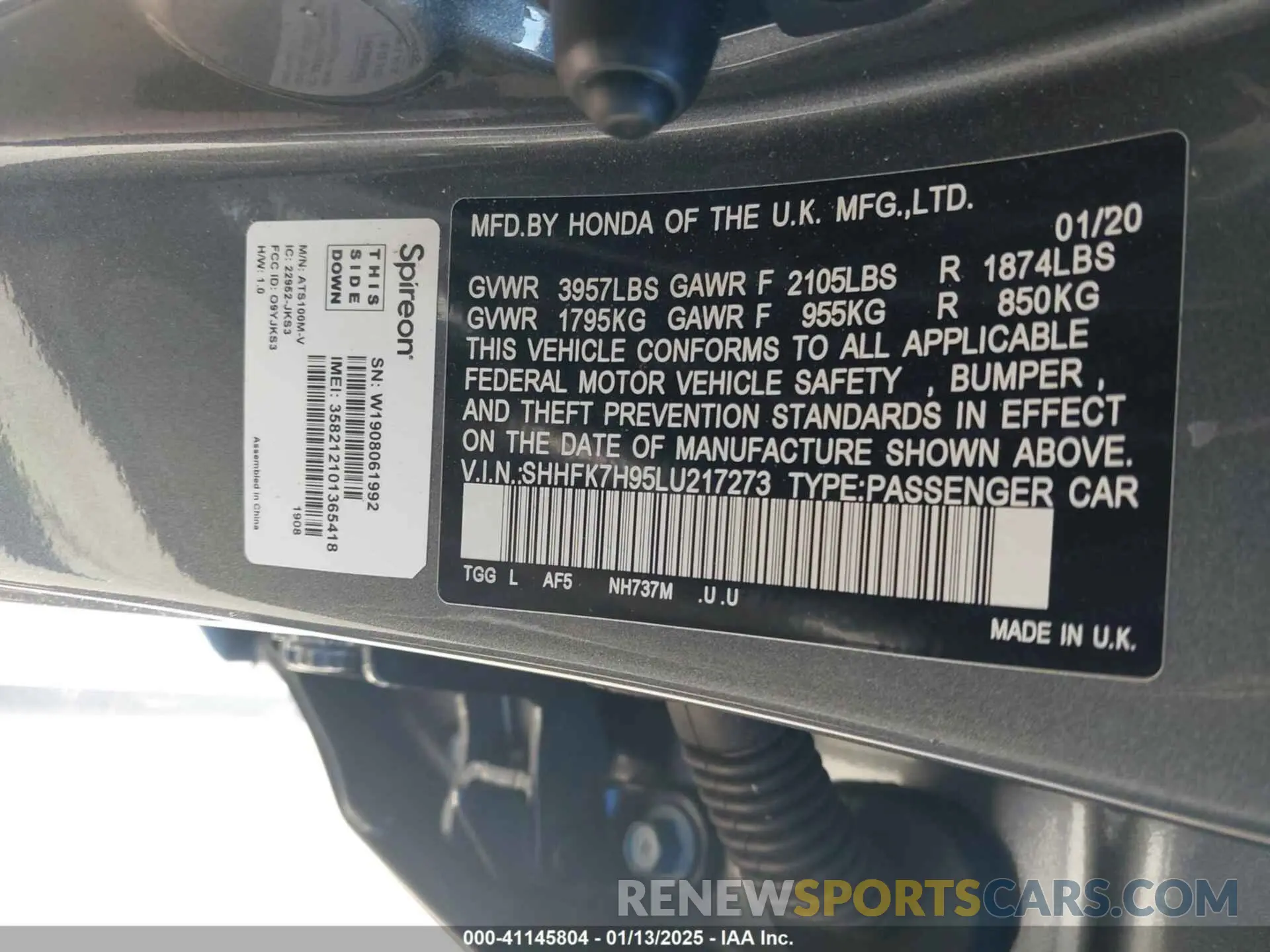 9 Photograph of a damaged car SHHFK7H95LU217273 HONDA CIVIC 2020