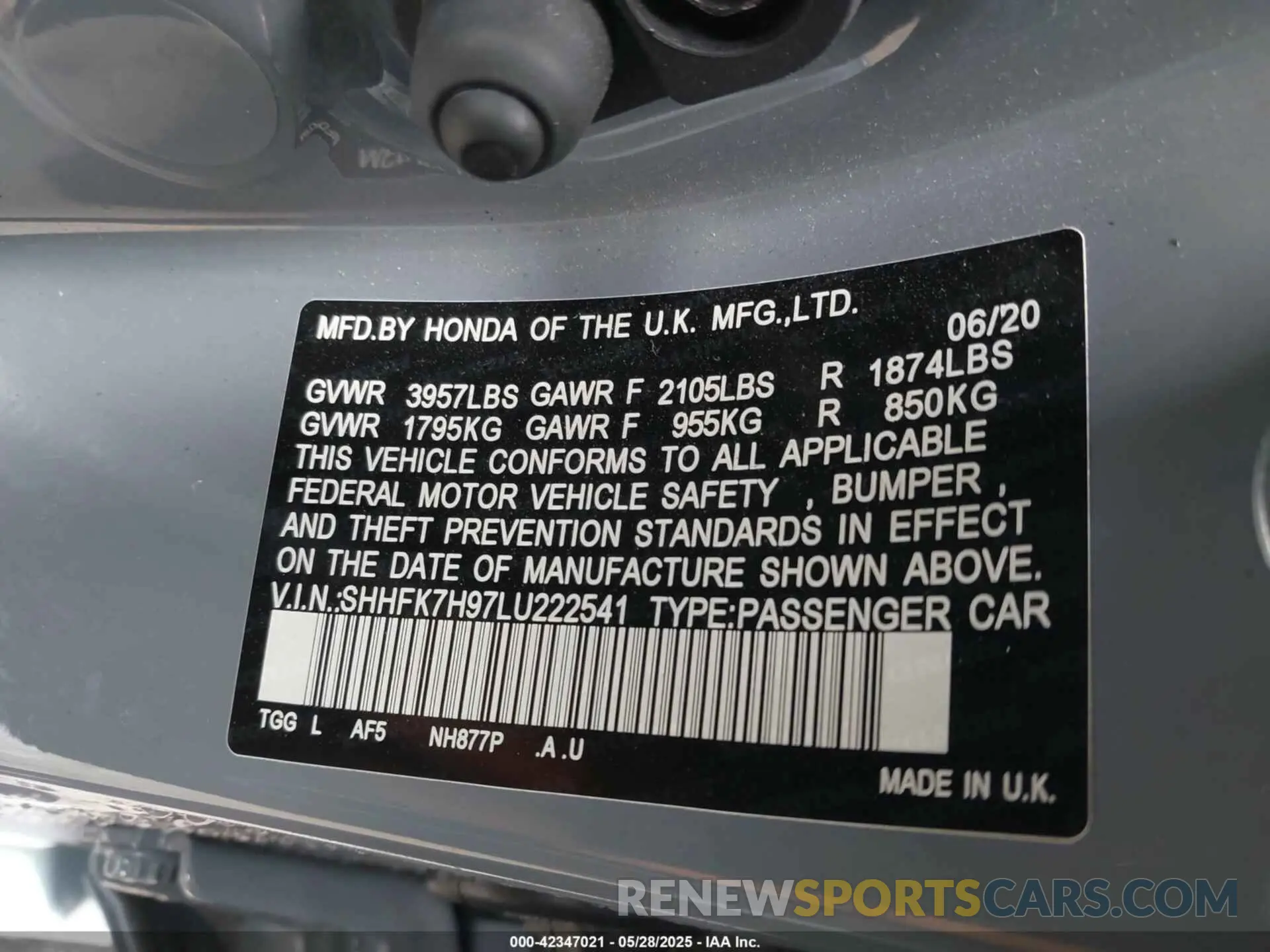 9 Photograph of a damaged car SHHFK7H97LU222541 HONDA CIVIC 2020