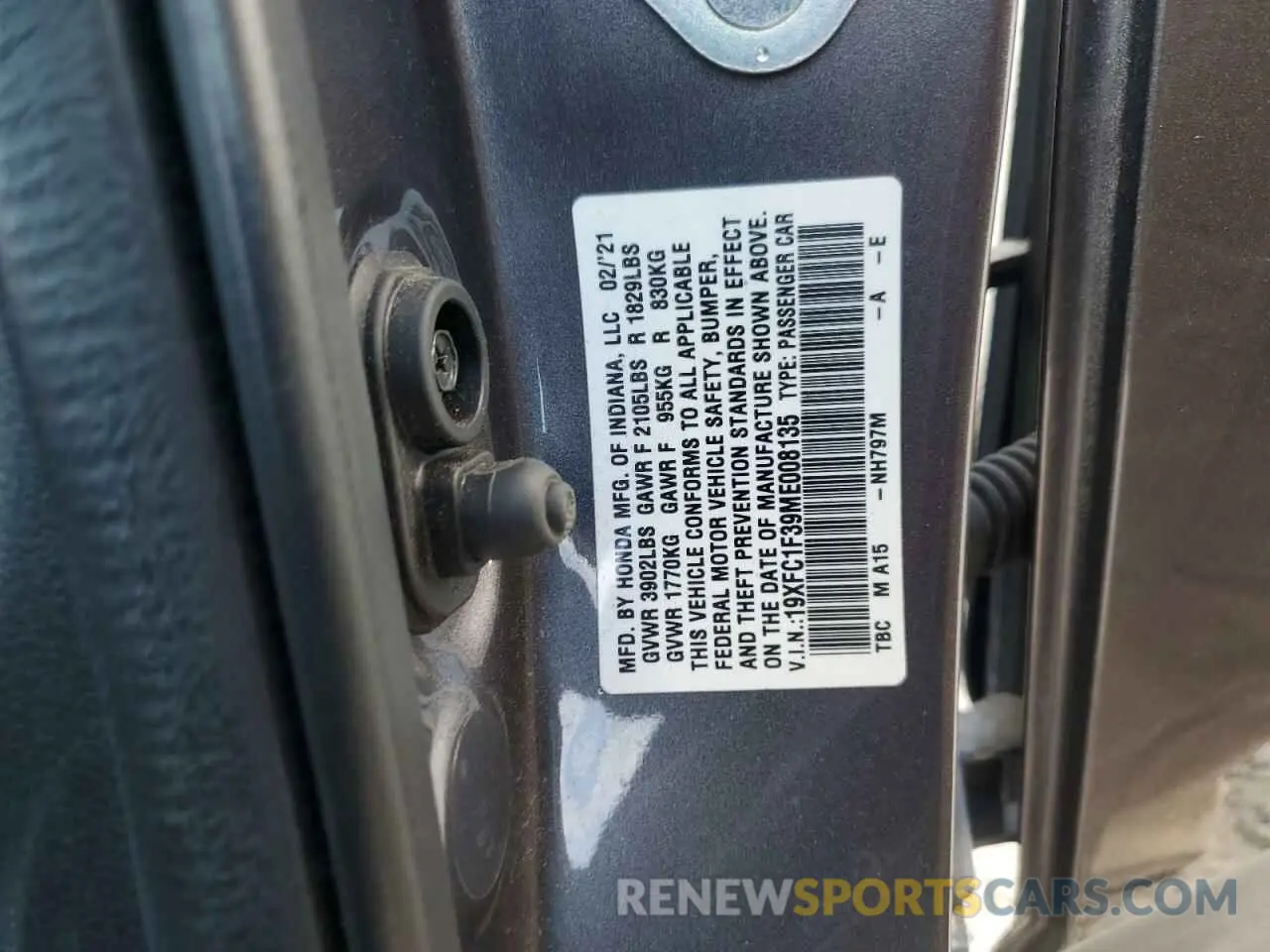 14 Photograph of a damaged car 19XFC1F39ME008135 HONDA CIVIC 2021