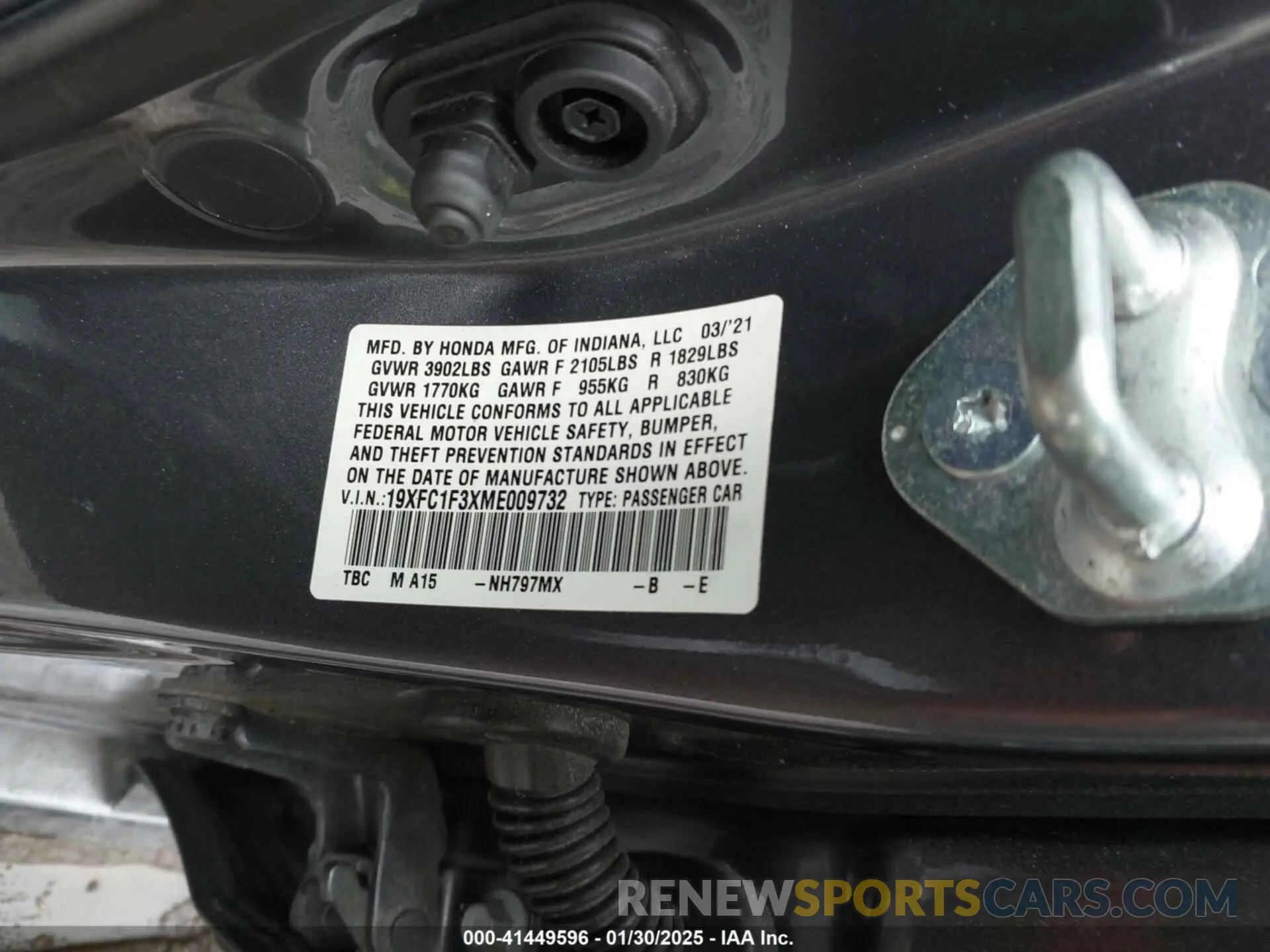 9 Photograph of a damaged car 19XFC1F3XME009732 HONDA CIVIC 2021