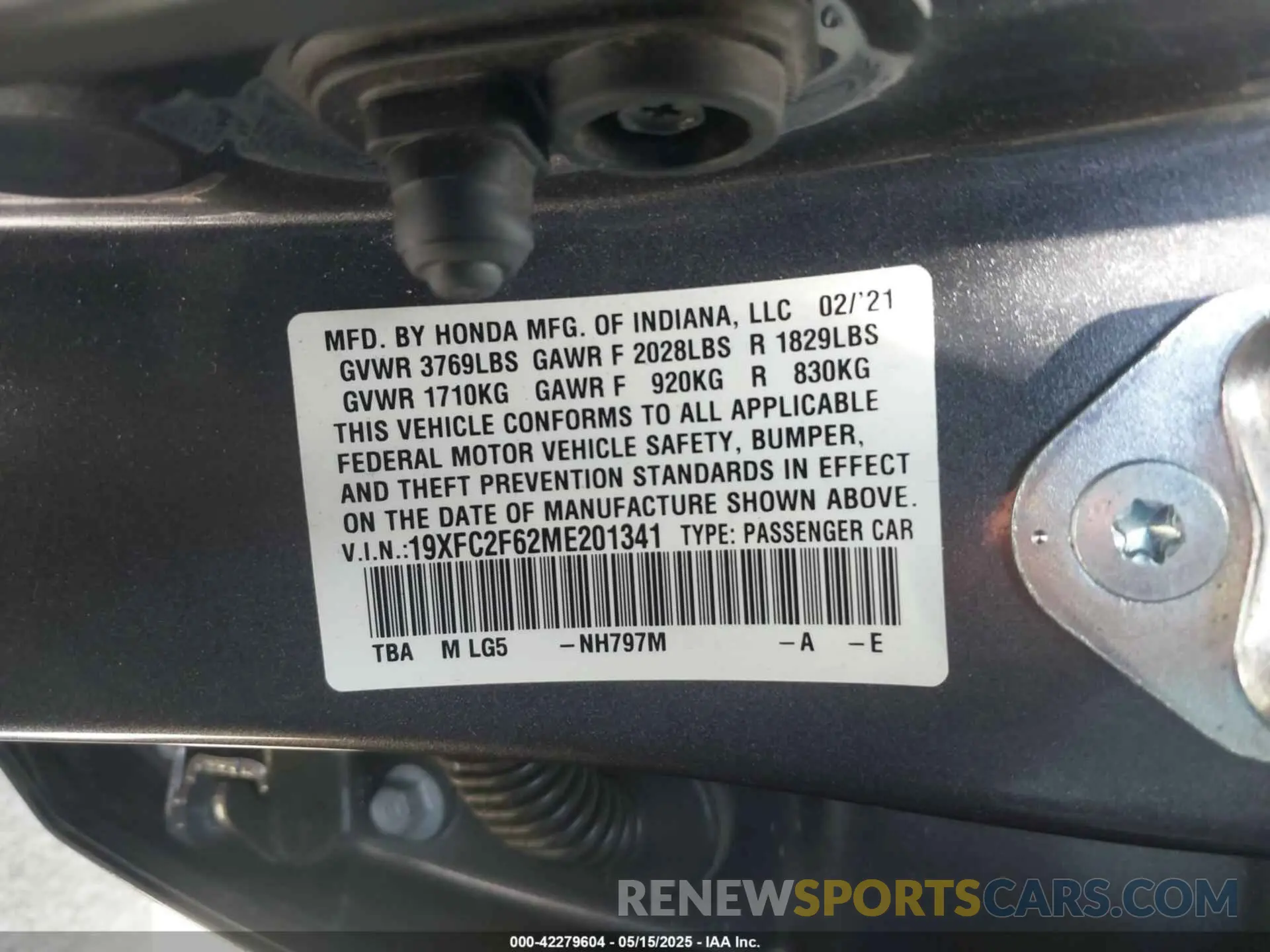 9 Photograph of a damaged car 19XFC2F62ME201341 HONDA CIVIC 2021
