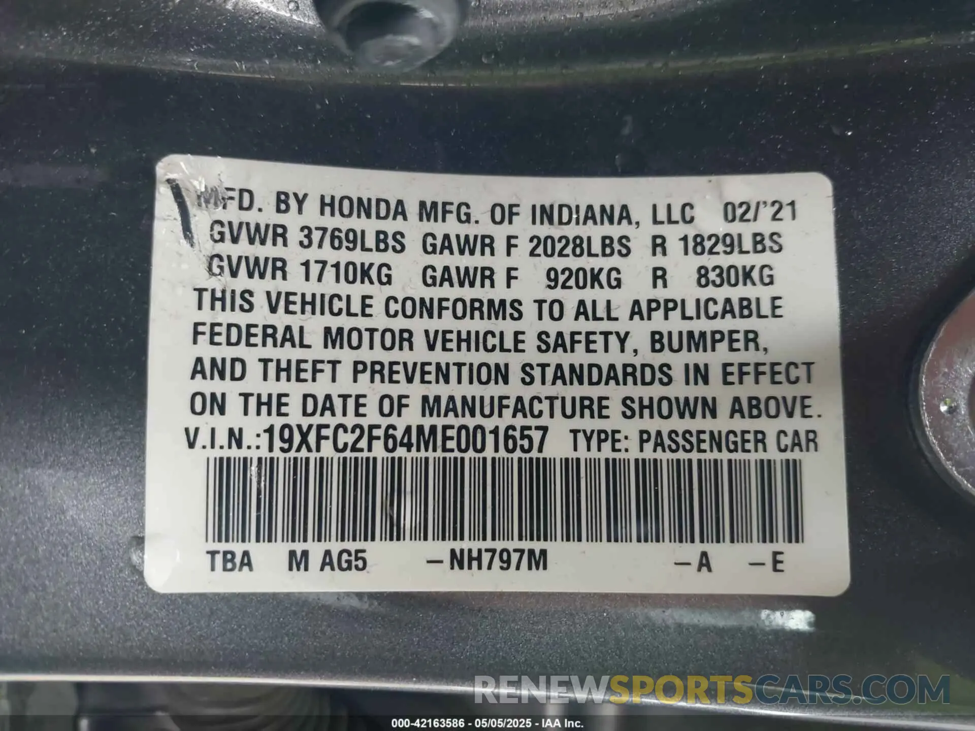 9 Photograph of a damaged car 19XFC2F64ME001657 HONDA CIVIC 2021