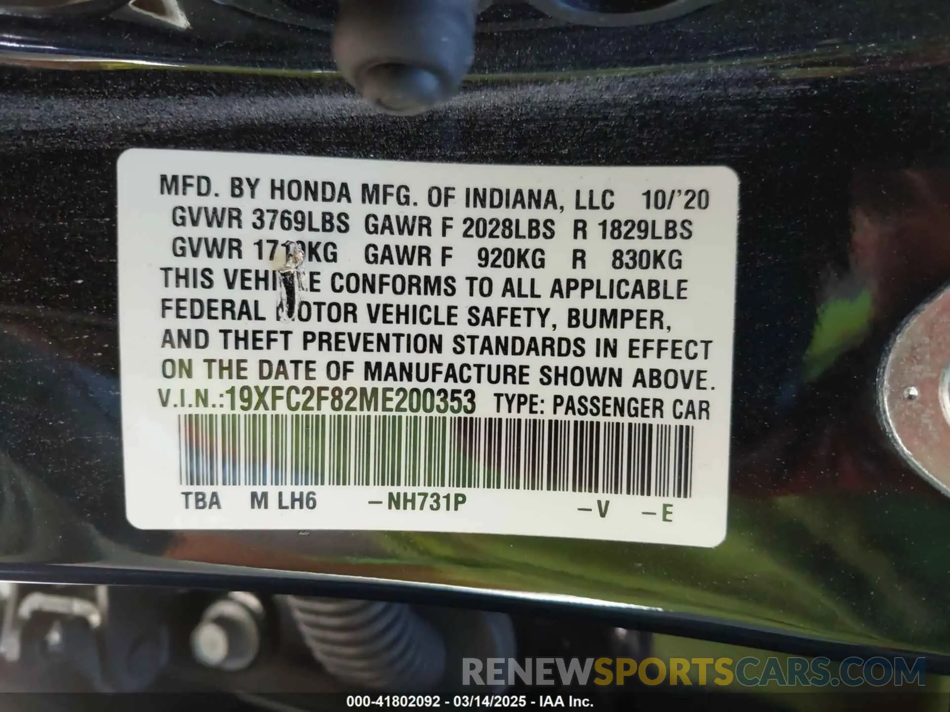 9 Photograph of a damaged car 19XFC2F82ME200353 HONDA CIVIC 2021