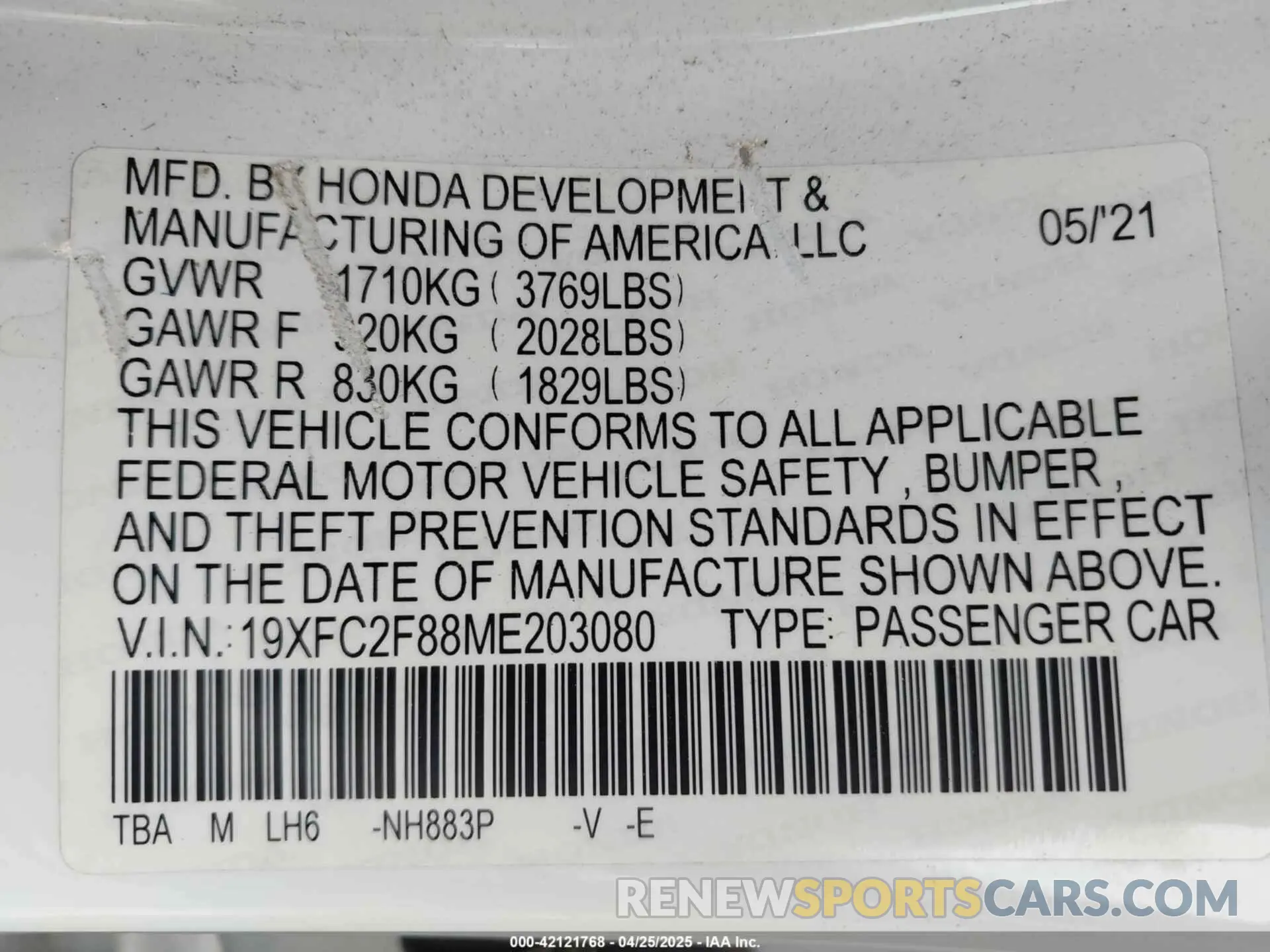 9 Photograph of a damaged car 19XFC2F88ME203080 HONDA CIVIC 2021