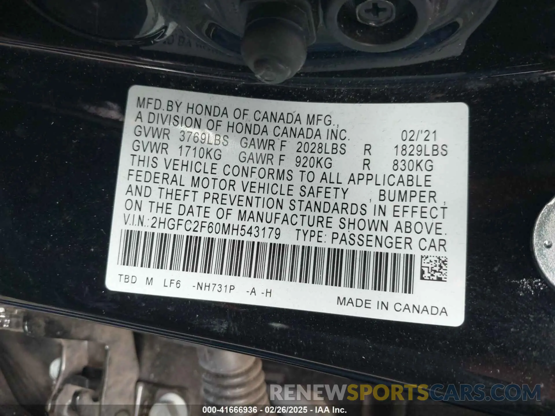 9 Photograph of a damaged car 2HGFC2F60MH543179 HONDA CIVIC 2021
