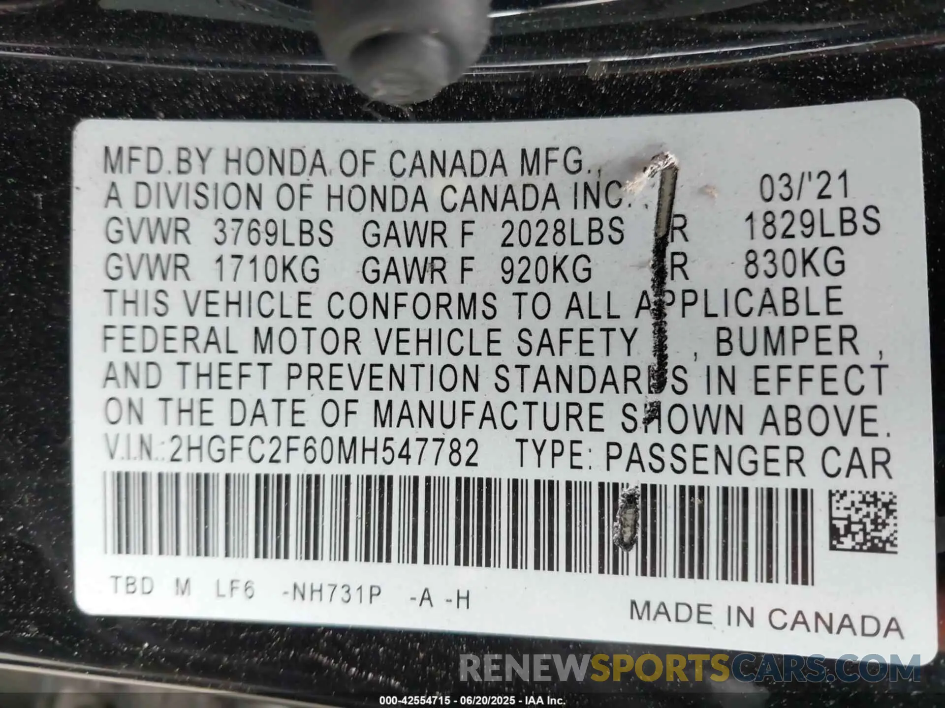 9 Photograph of a damaged car 2HGFC2F60MH547782 HONDA CIVIC 2021
