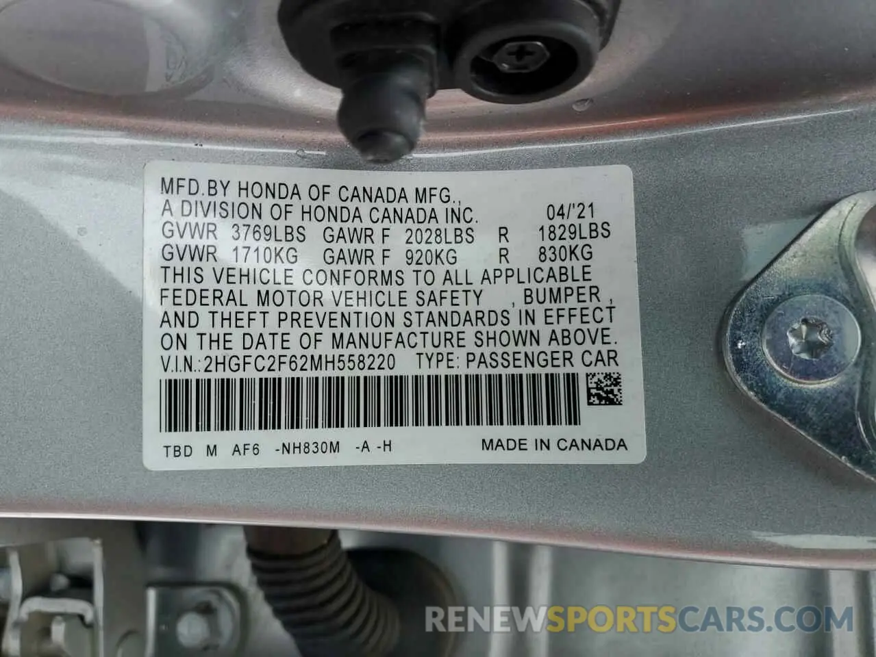 14 Photograph of a damaged car 2HGFC2F62MH558220 HONDA CIVIC 2021
