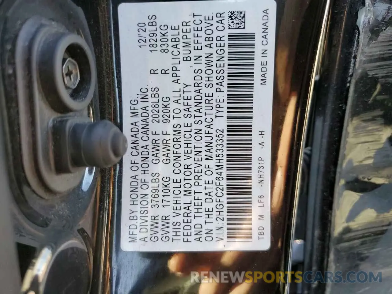 14 Photograph of a damaged car 2HGFC2F64MH533352 HONDA CIVIC 2021