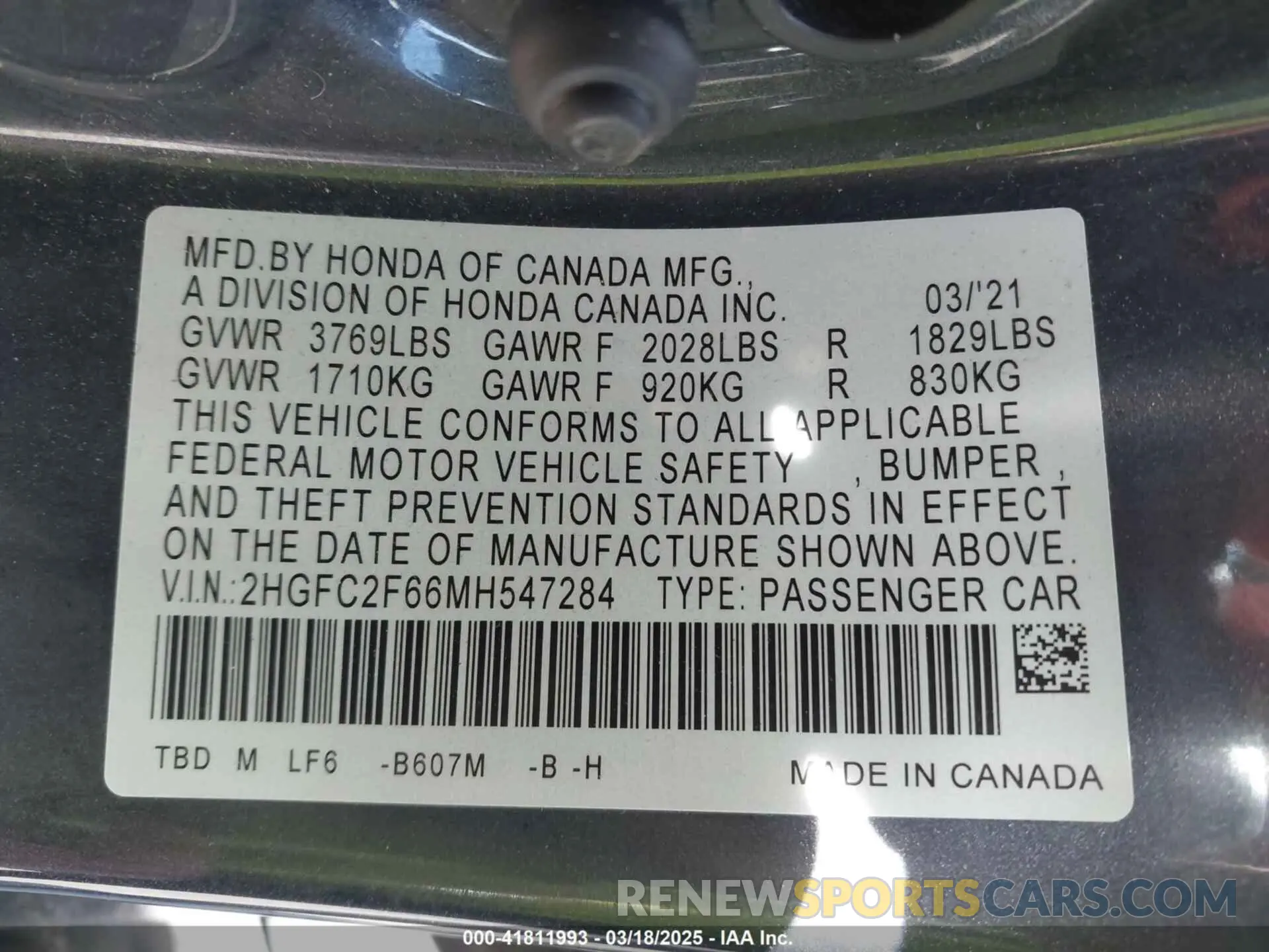 9 Photograph of a damaged car 2HGFC2F66MH547284 HONDA CIVIC 2021