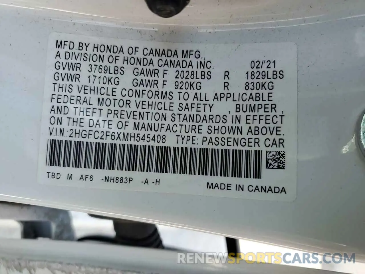 15 Photograph of a damaged car 2HGFC2F6XMH545408 HONDA CIVIC 2021