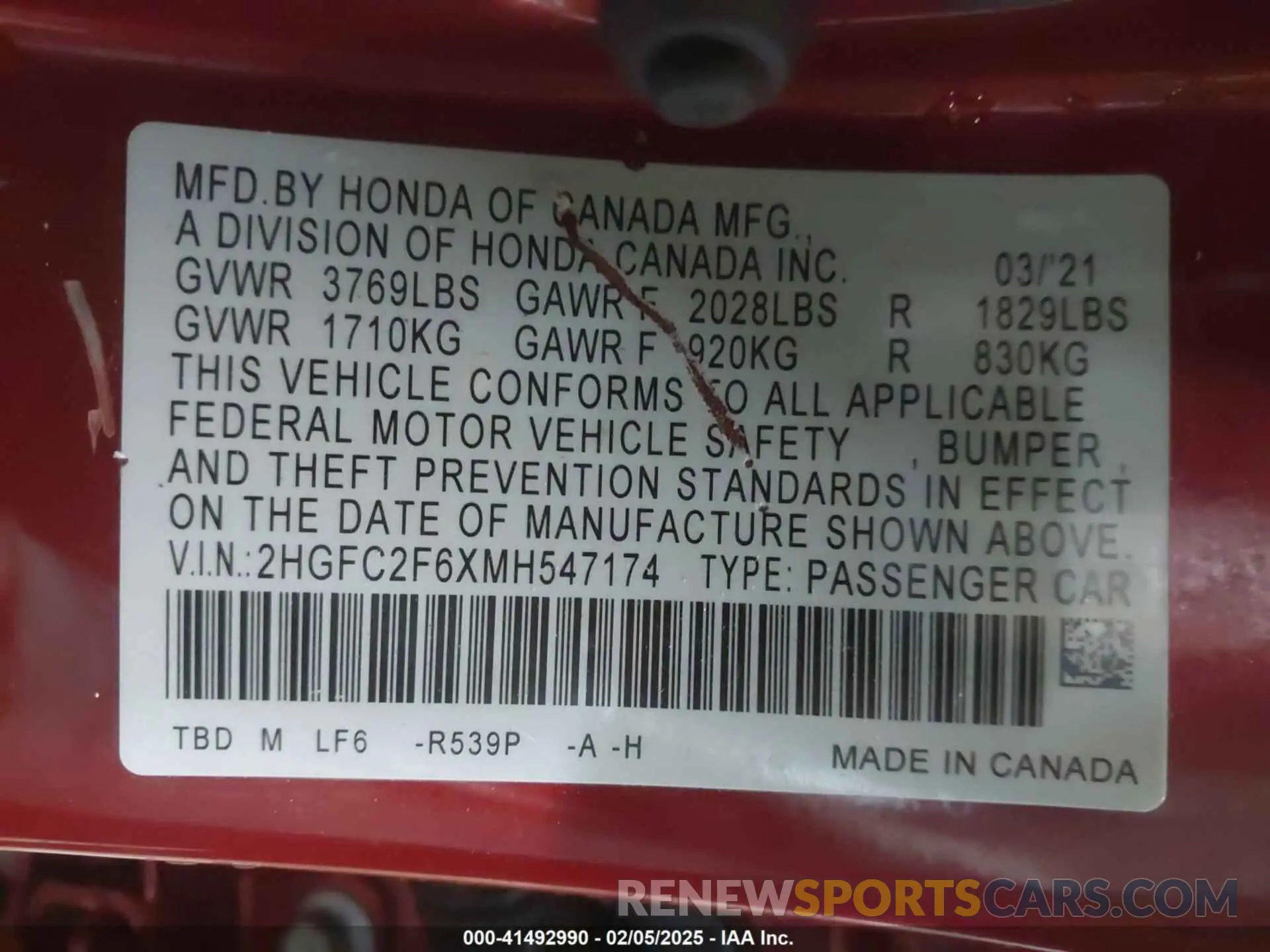 9 Photograph of a damaged car 2HGFC2F6XMH547174 HONDA CIVIC 2021