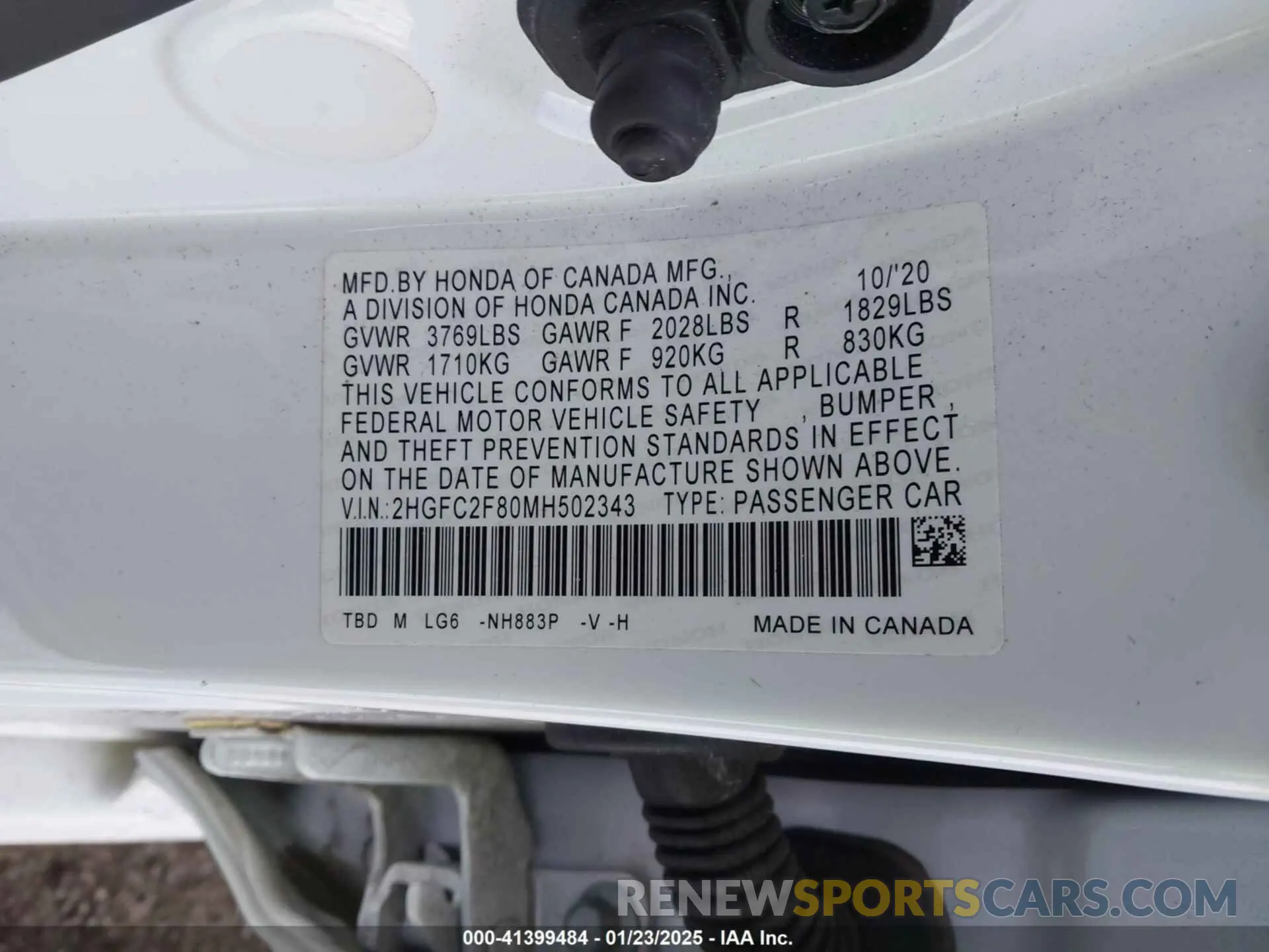 9 Photograph of a damaged car 2HGFC2F80MH502343 HONDA CIVIC 2021