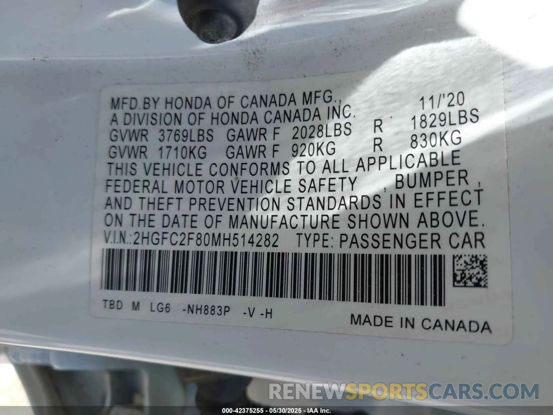 9 Photograph of a damaged car 2HGFC2F80MH514282 HONDA CIVIC 2021