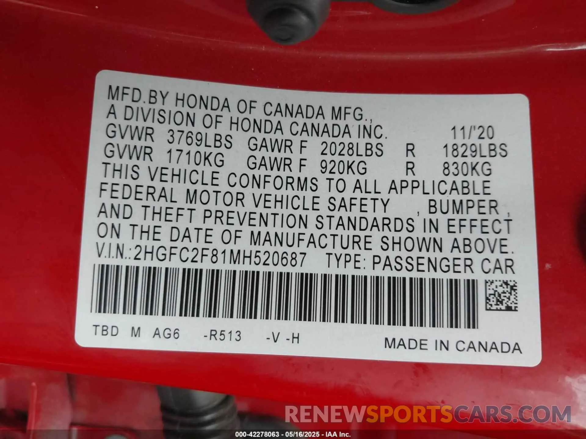 9 Photograph of a damaged car 2HGFC2F81MH520687 HONDA CIVIC 2021