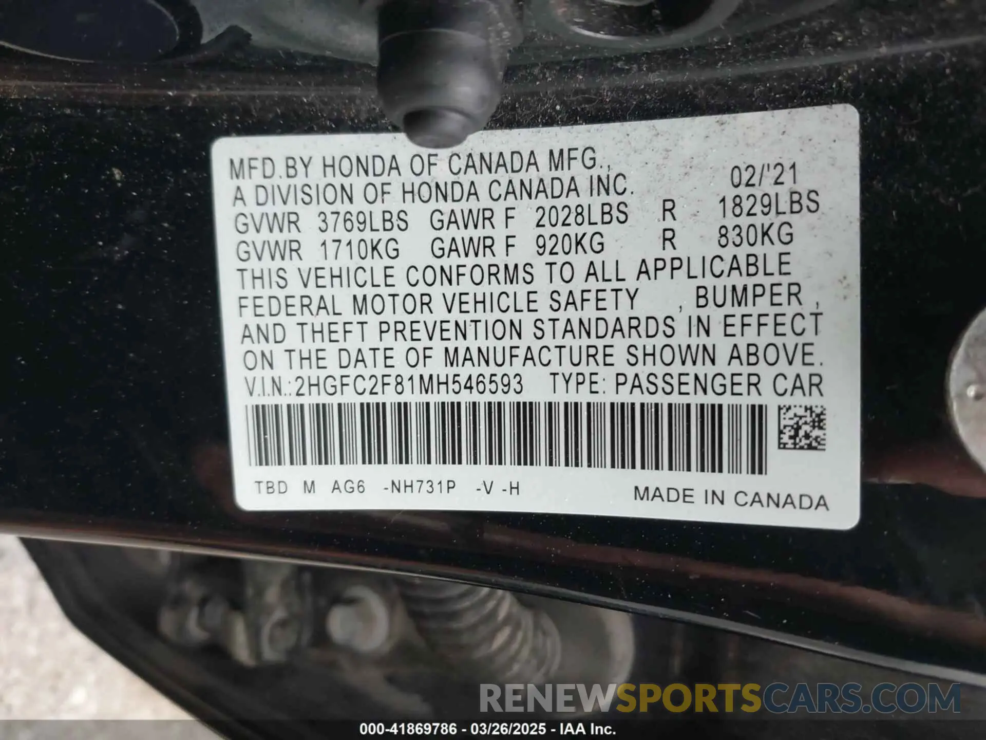 9 Photograph of a damaged car 2HGFC2F81MH546593 HONDA CIVIC 2021